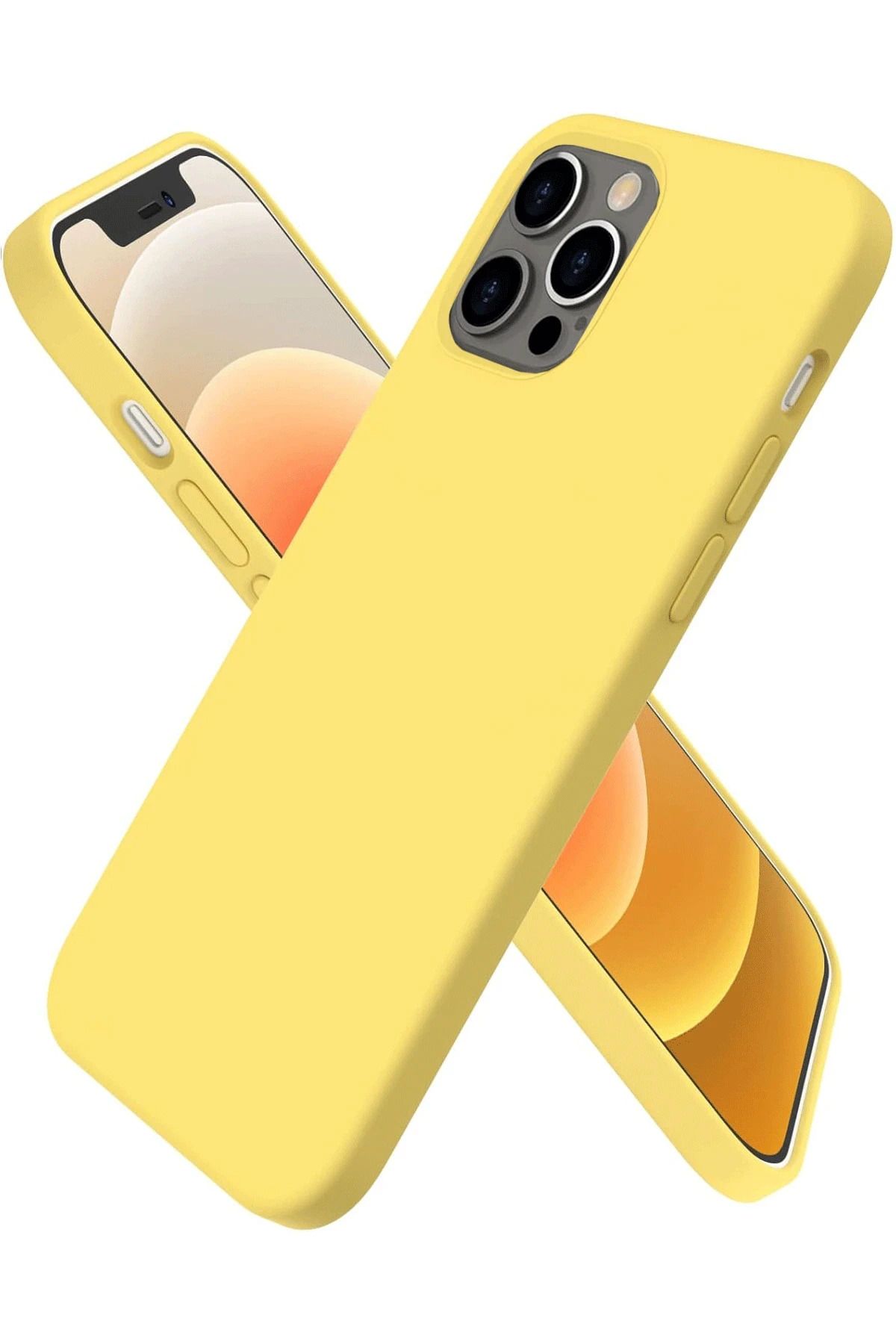 NewFace iPhone 12 Pro Kılıf First Silikon - Sarı SVLRS