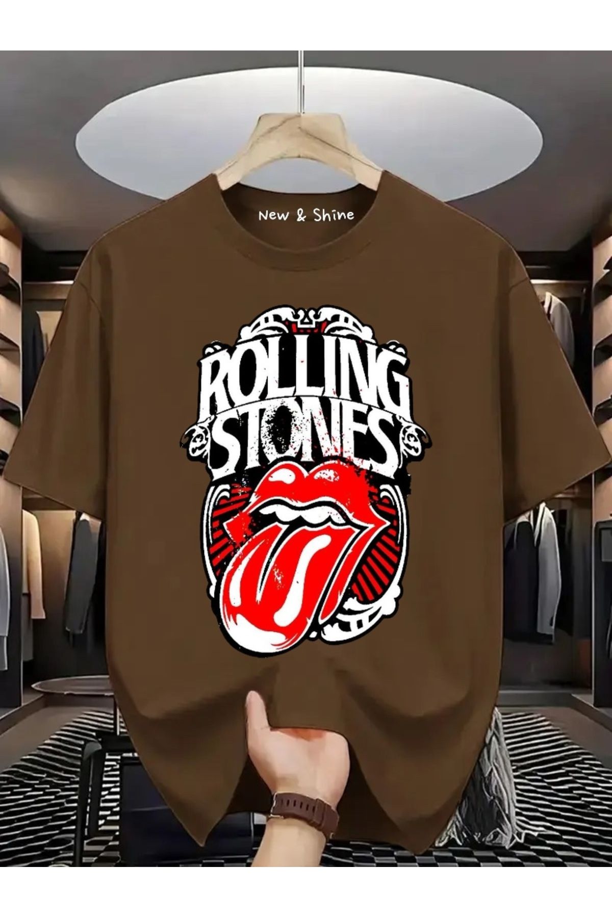 New Shine Rolling Stones Baskılı Oversize T-Shirt