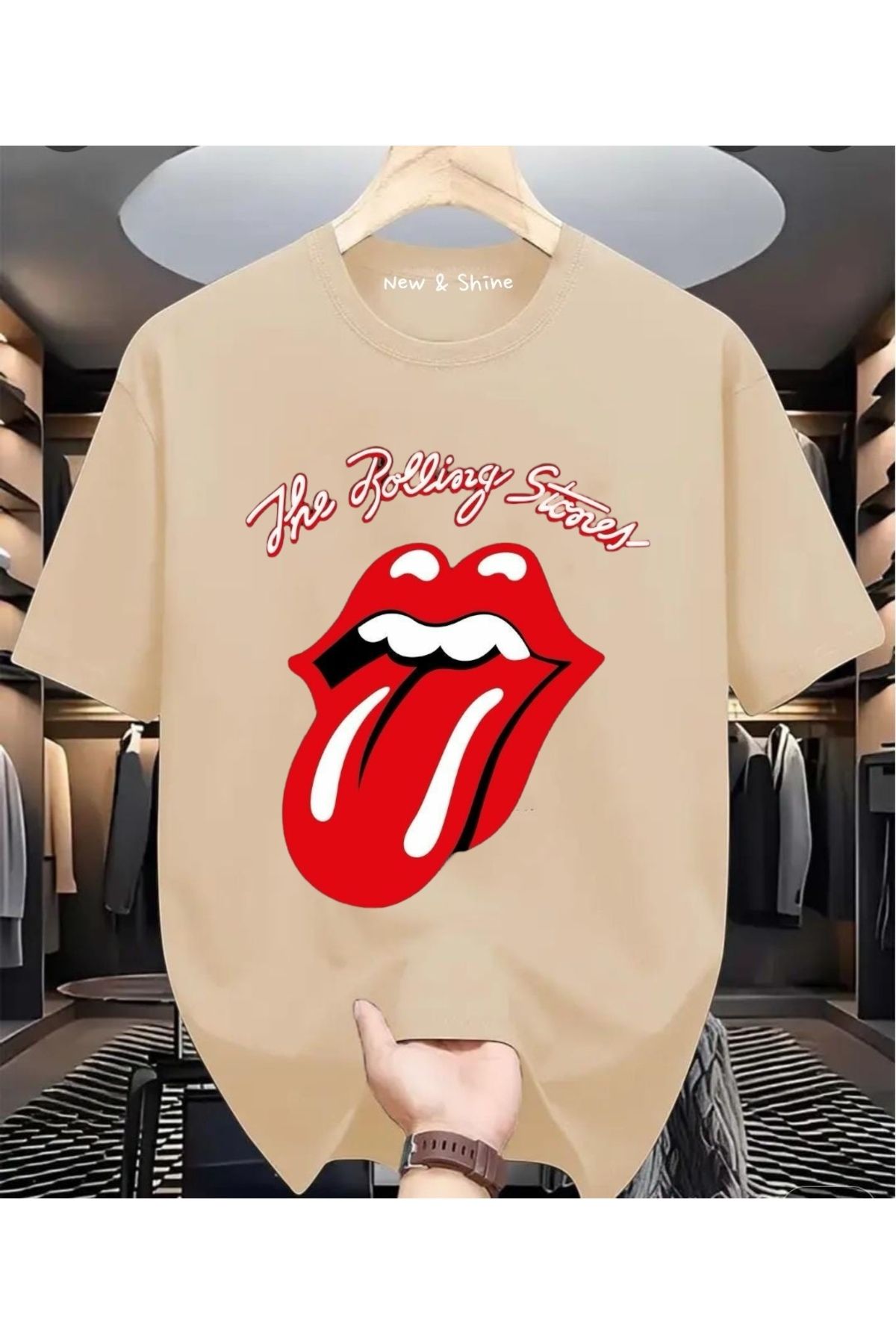 New Shine Rolling Stones Büyük Beden Oversize T-Shirt