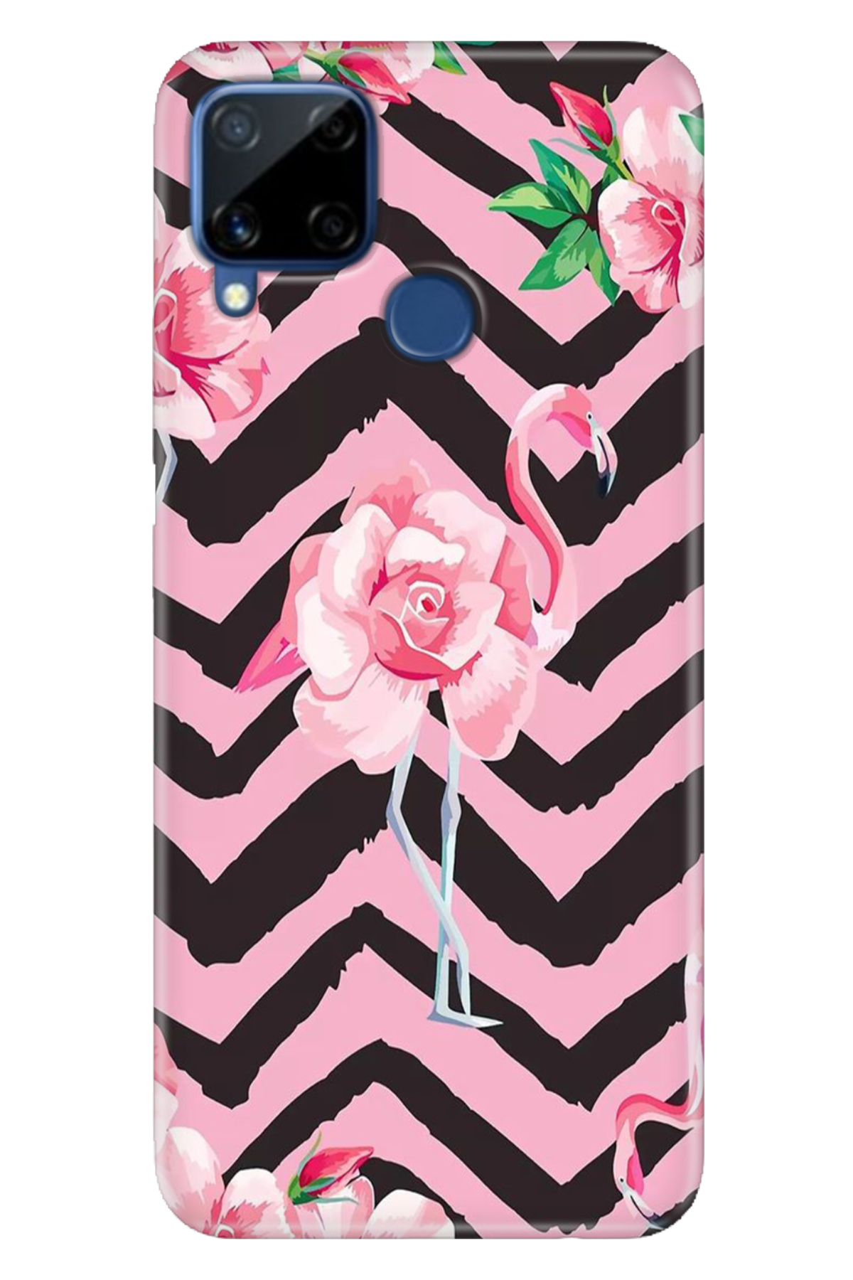 Realme C15 Sheath Patterned Silicone Color TPU UV Flamingo