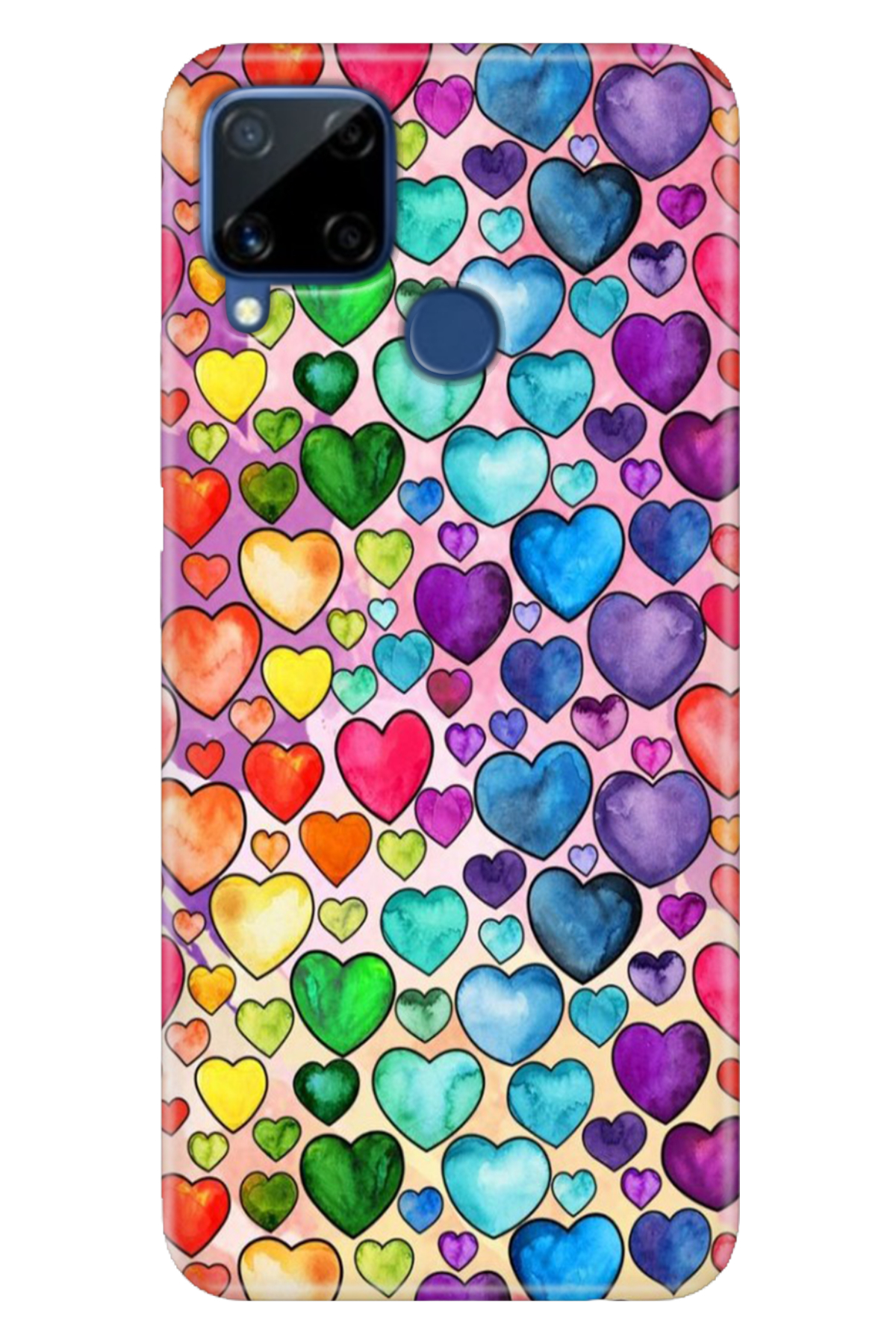 Realme C15 Sheath Patterned Silicone Color TPU UV Heart Drawing