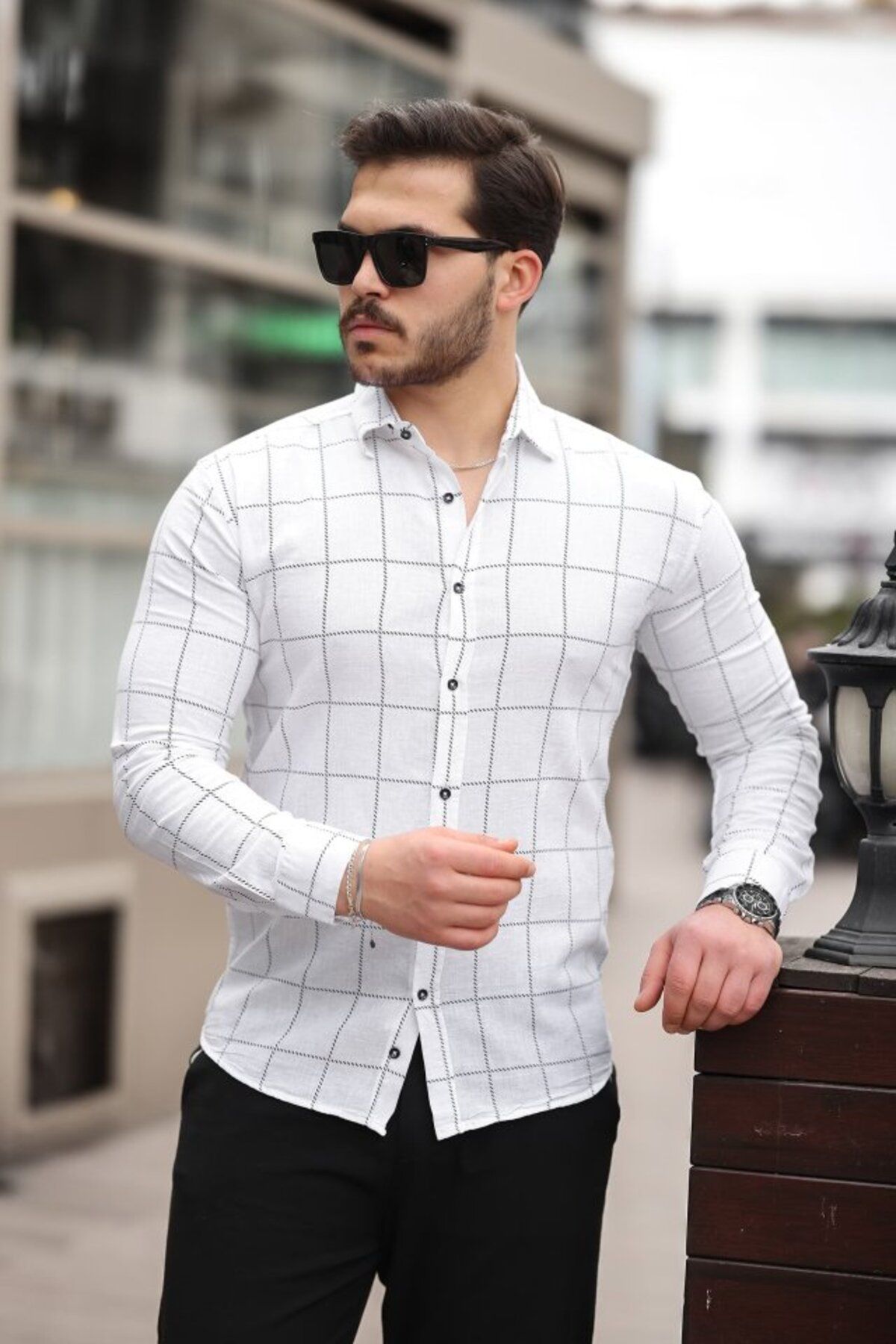 ARUZ MODA Erkek Kare Desenli Gömlek