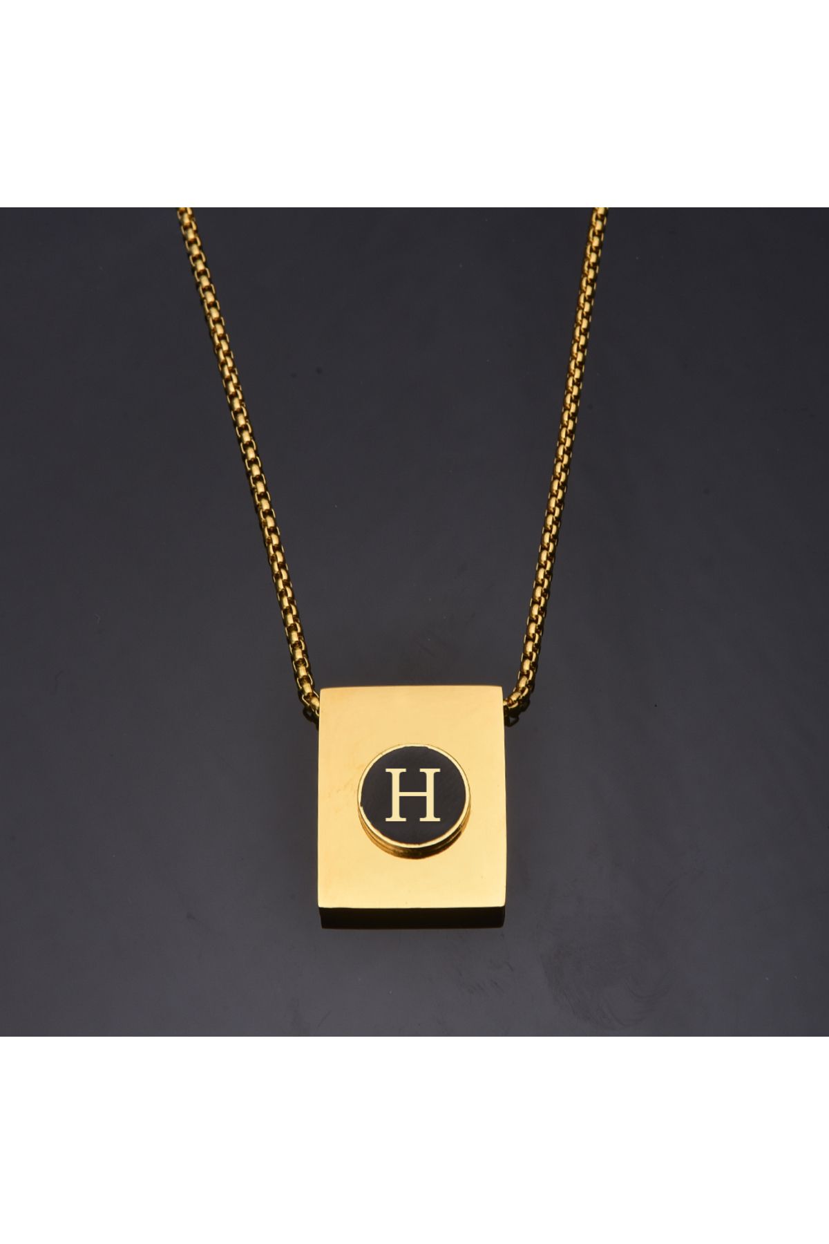 idolavm Fashion H Harfli Kare Çelik Erkek Kolye Takı Hediyelik Aksesuar