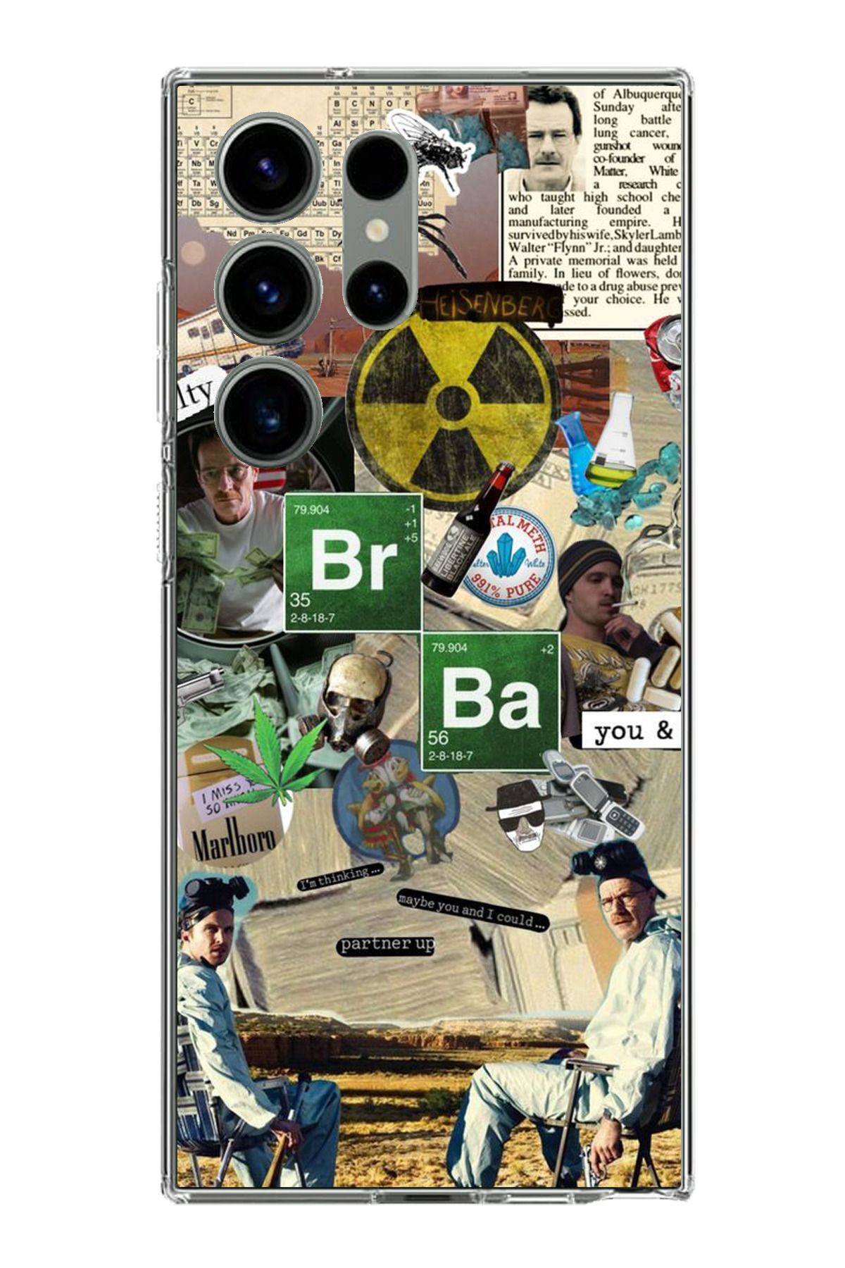 TechTree Samsung Galaxy S23 Ultra Uyumlu Breaking Bad Kolaj Şeffaf Silikon Kılıf