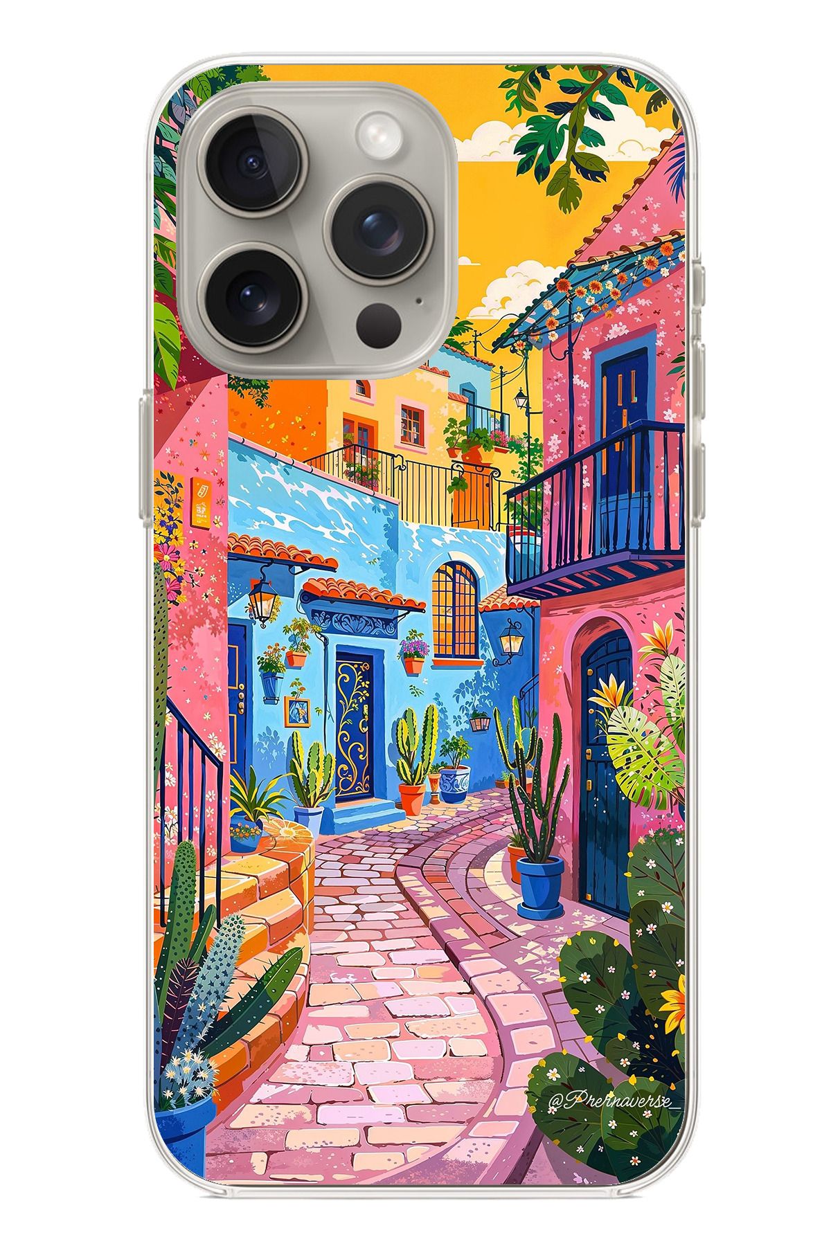 TechTree iPhone 15 PRO Uyumlu Renkli Sanat Sokak Silikon Kılıf