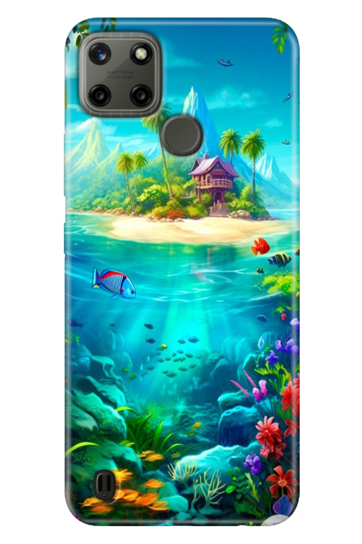 Realme C21Y - Realme C25Y Sheath Colorful TPU UV Printed Patterned Silicone Island