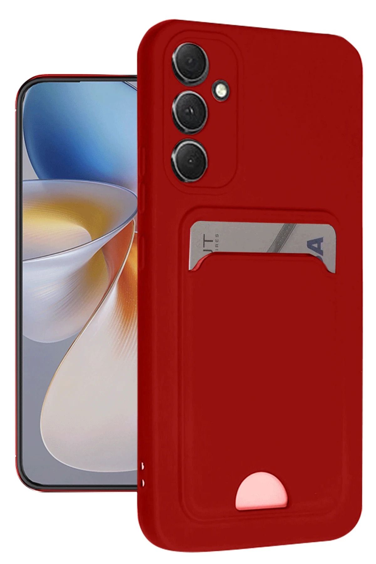 NewFace Samsung Galaxy S24 FE Kılıf Kelvin Kartvizitli Silikon - Kırmızı BSTMY