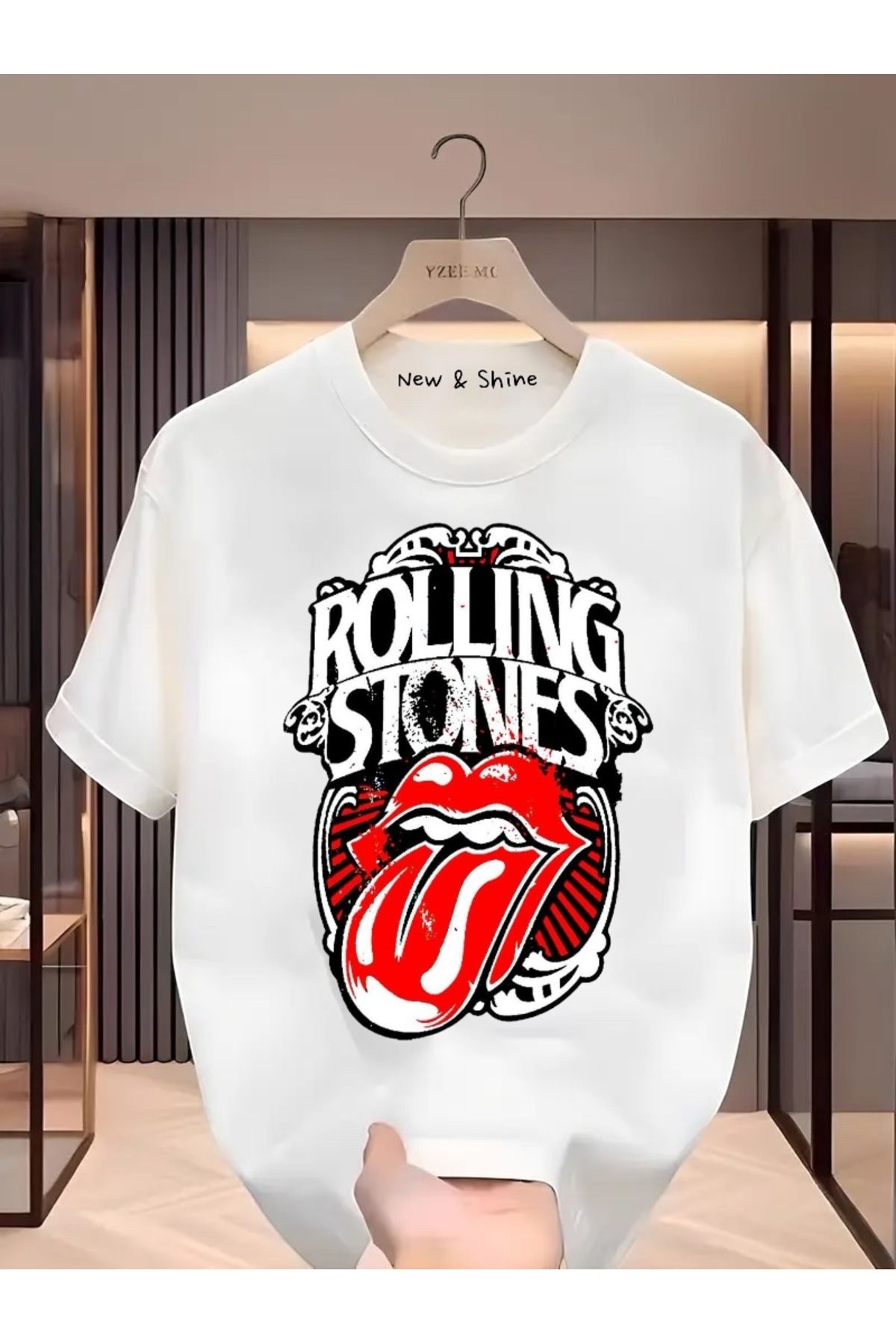New Shine Rolling Stones Büyük Beden Oversize T-Shirt
