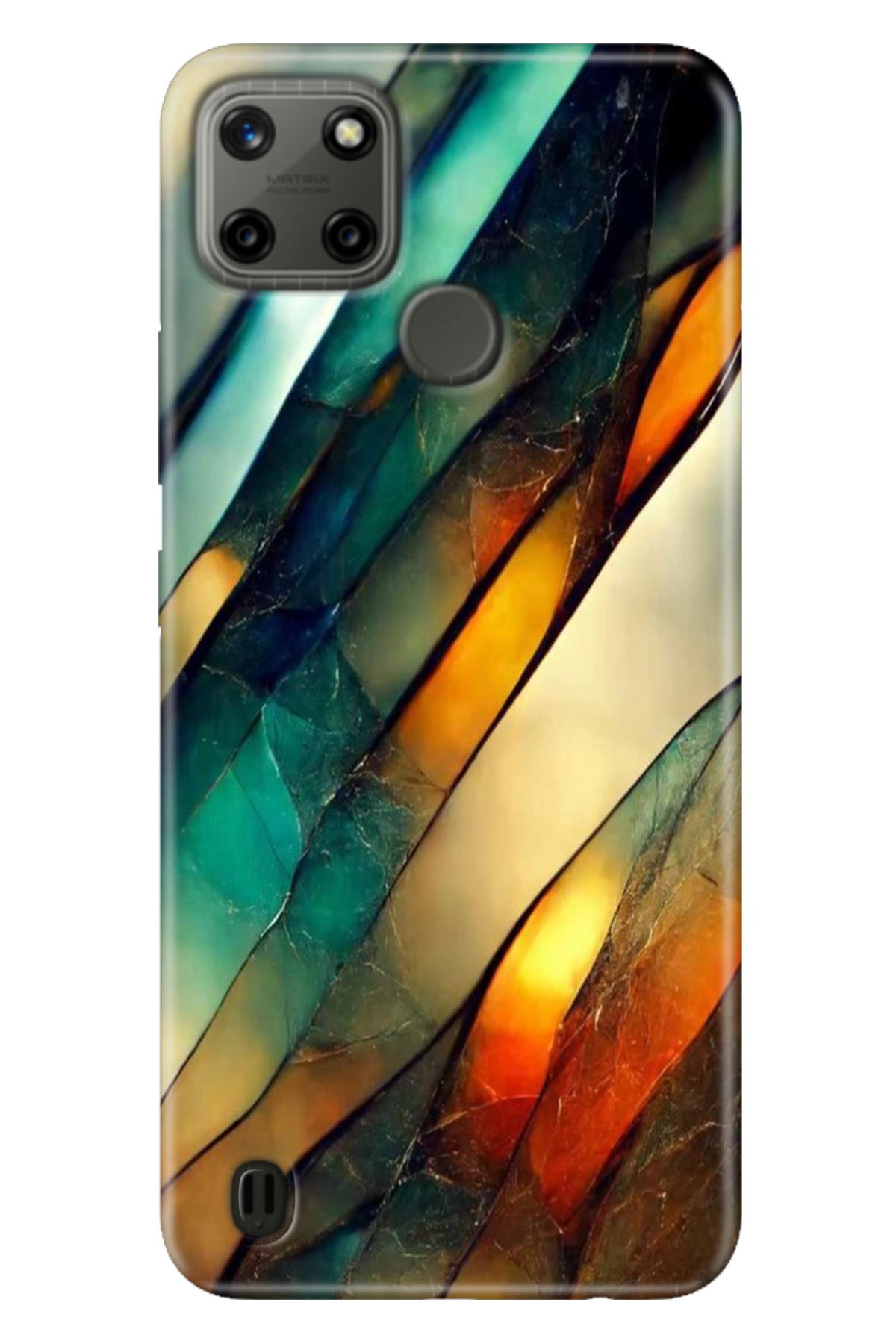 Realme C21Y - Realme C25Y Sheath Colorful TPU UV Printed Patterned Silicone Floral Marble