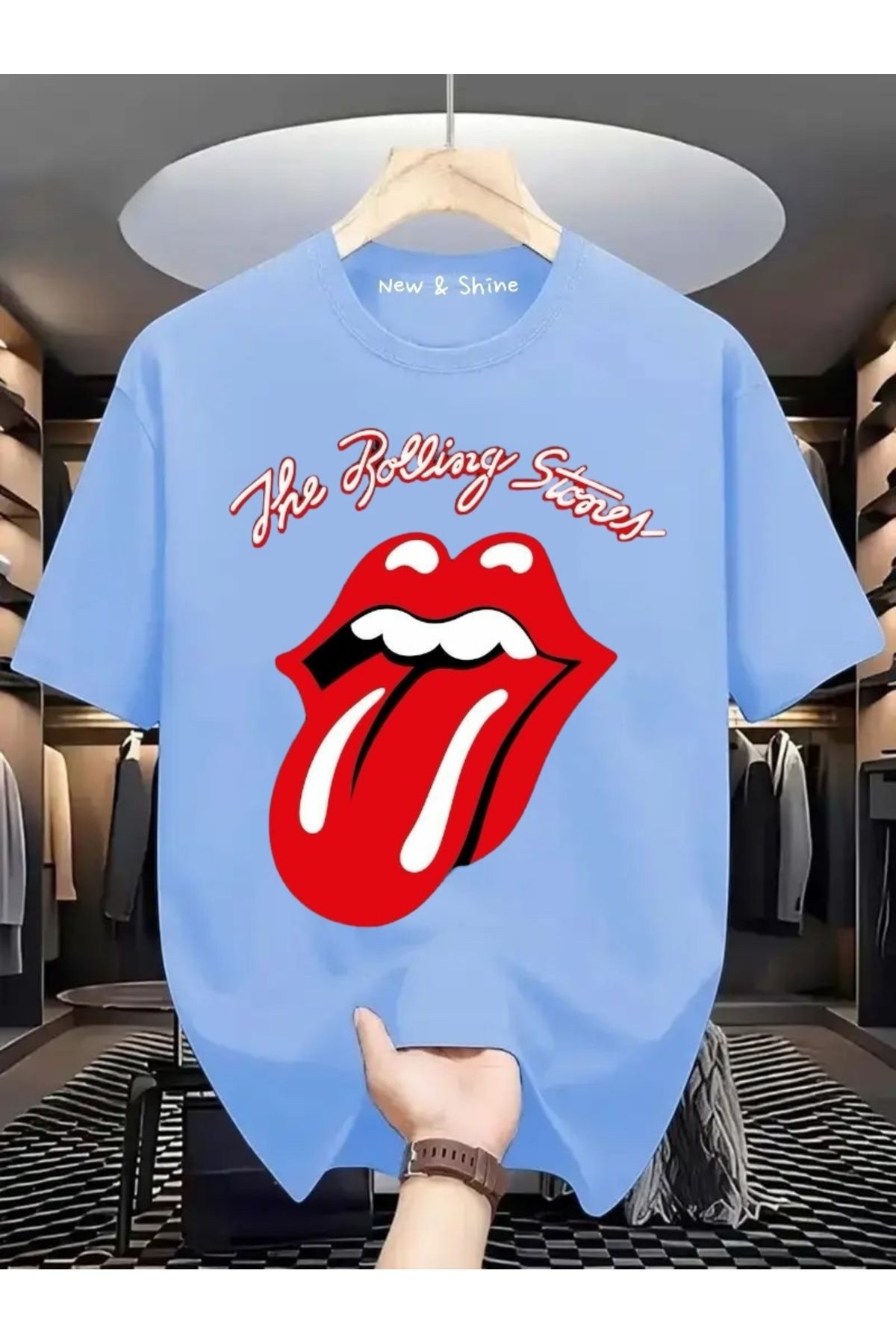 New Shine Rolling Stones Büyük Beden Oversize T-Shirt