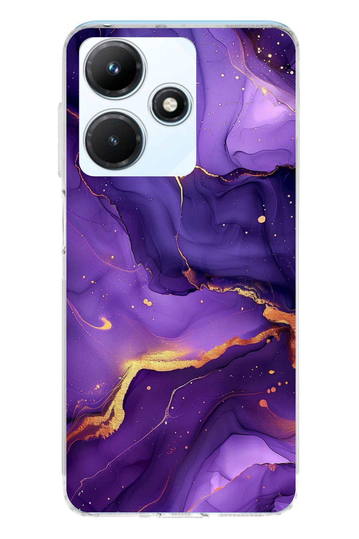 TechTree İnfinix Hot 30i Uyumlu Ametist Taşı Mor Mermer Şeffaf Silikon Kılıf