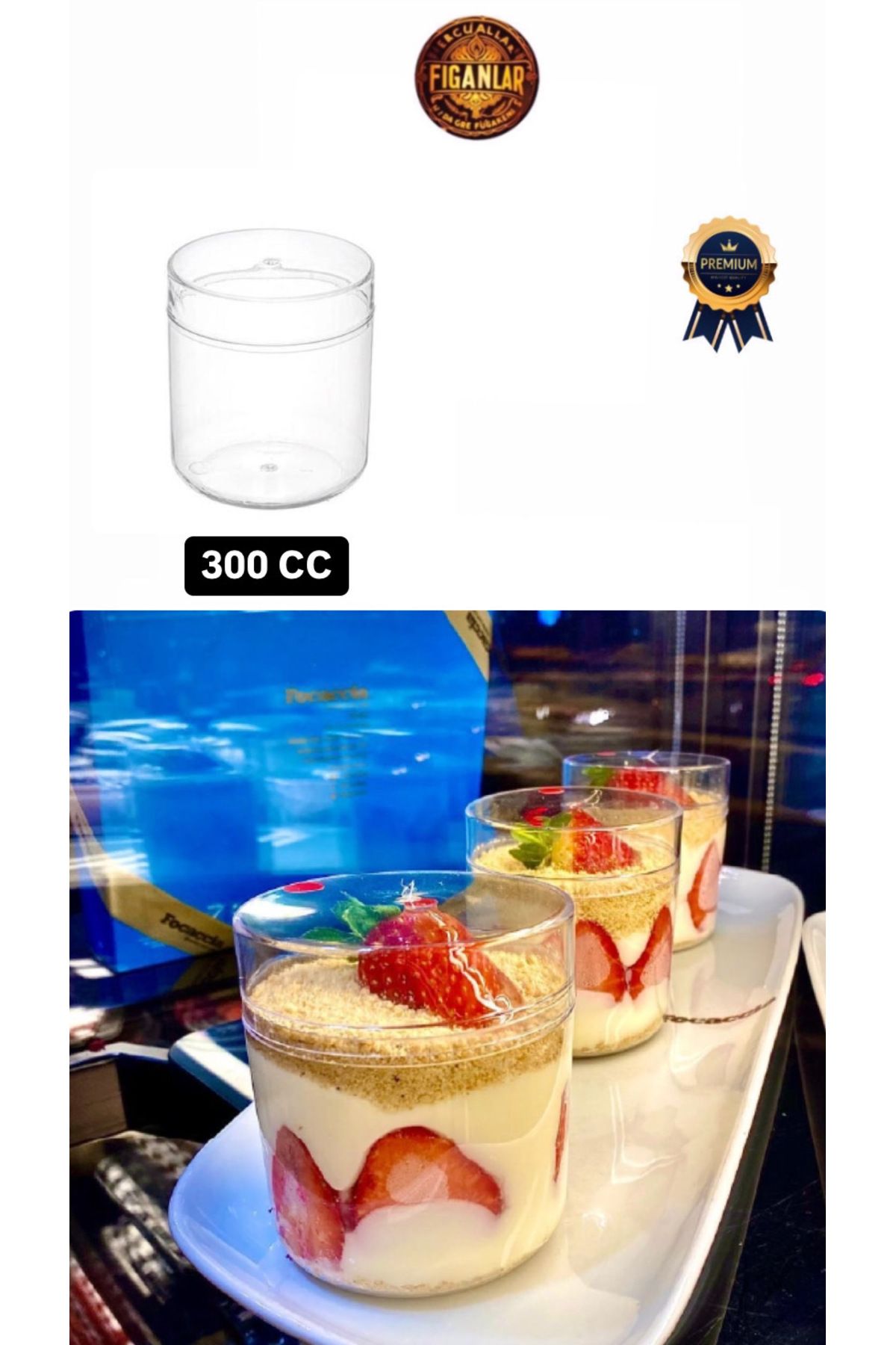 figanlar ambalaj 300 cc Sert mika Plastik Kapaklı Magnolia Kabı kavanoz Tatlı Kasesi 10 adet
