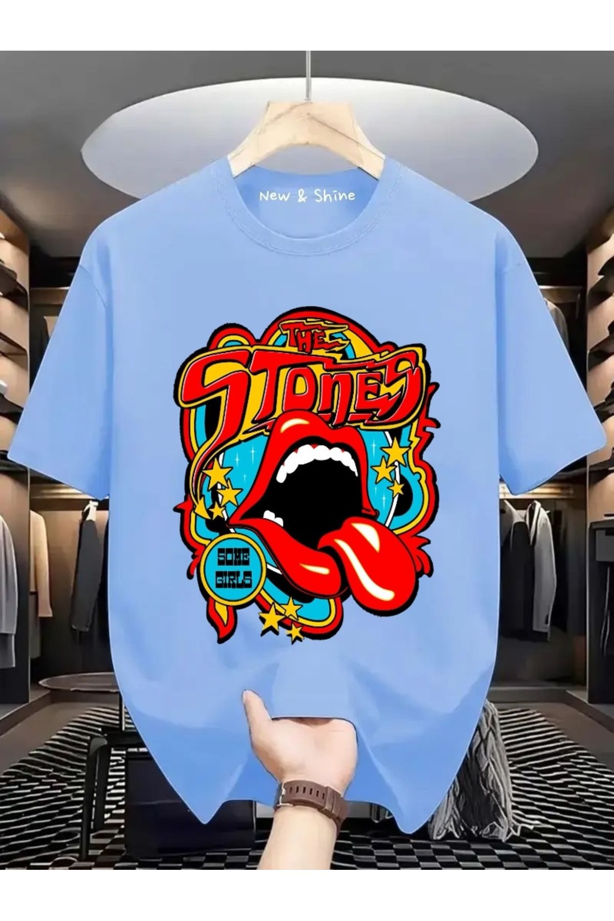 New Shine Rolling Stones Büyük Beden Oversize T-Shirt