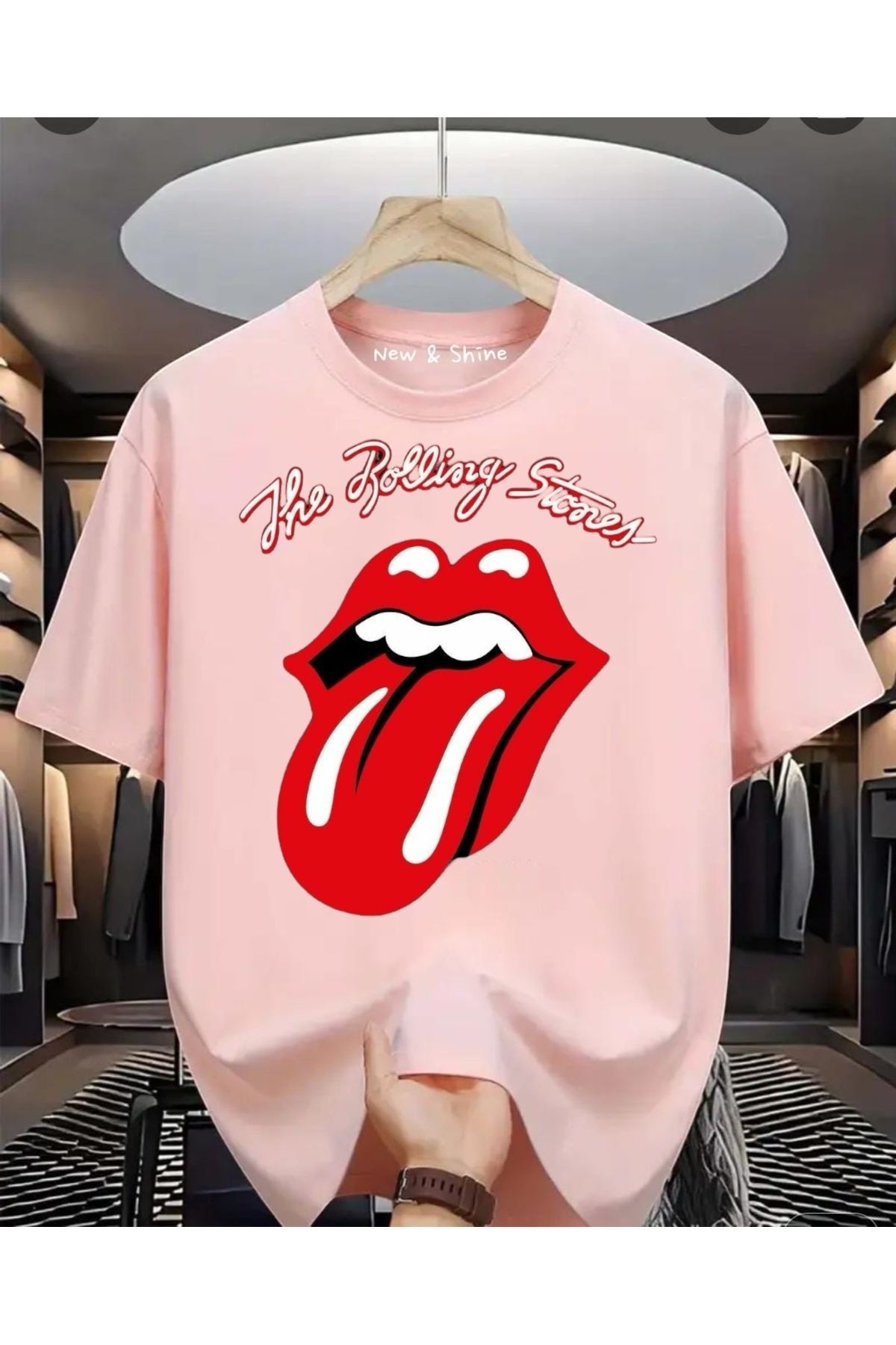New Shine Rolling Stones Büyük Beden Oversize T-Shirt