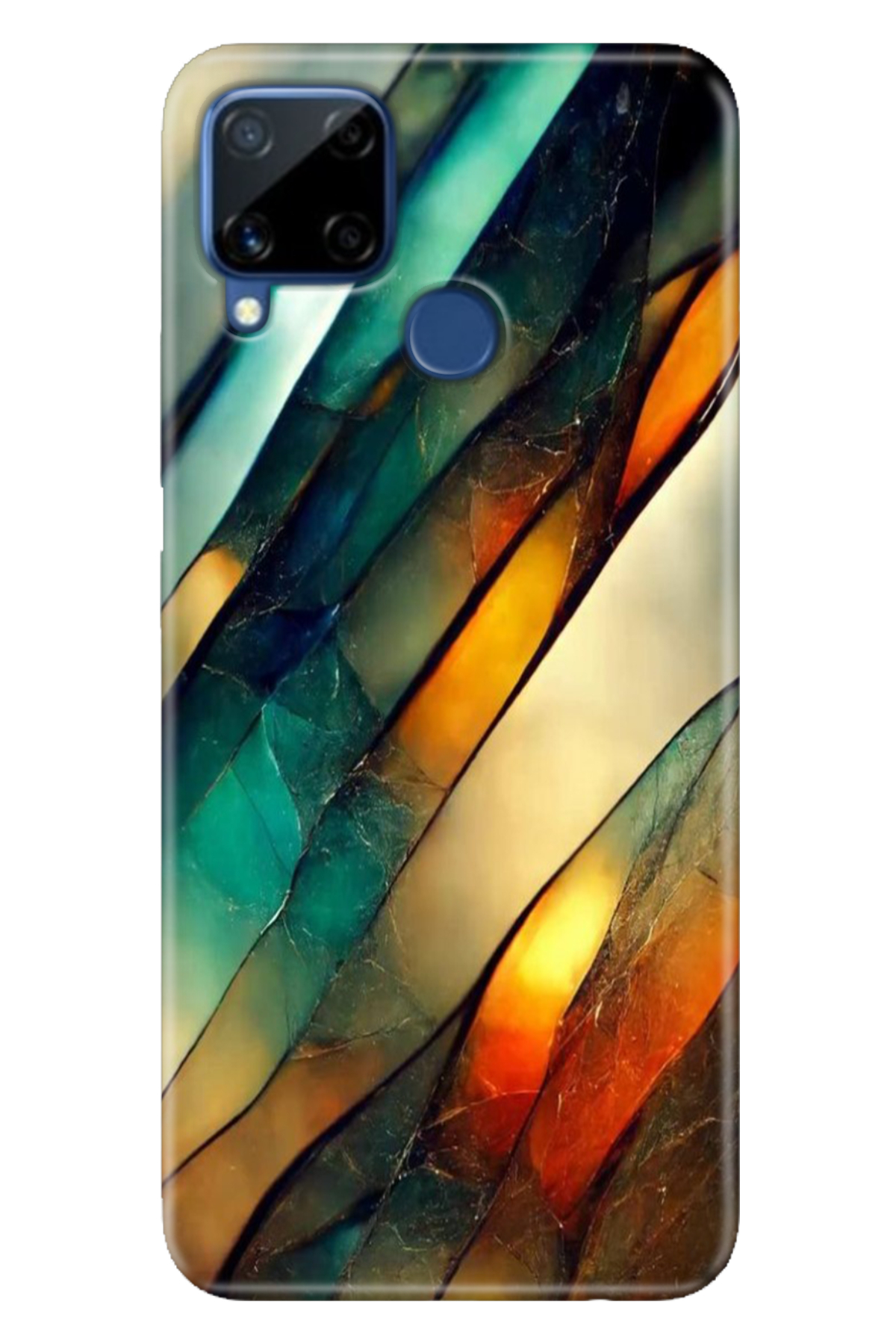 Realme C15 Sheath Patterned Silicone Color TPU UV Floral Marble