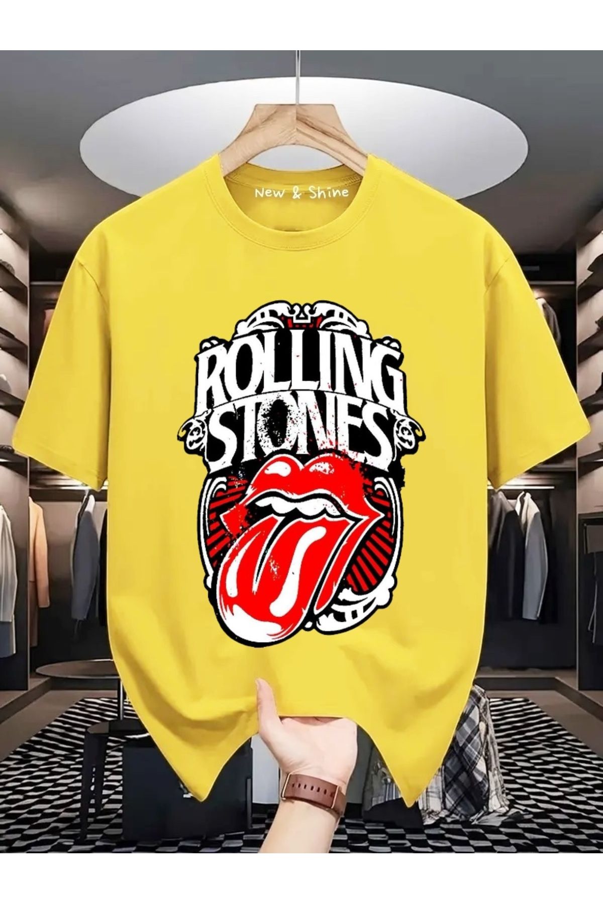 New Shine Rolling Stones Büyük Beden Oversize T-Shirt