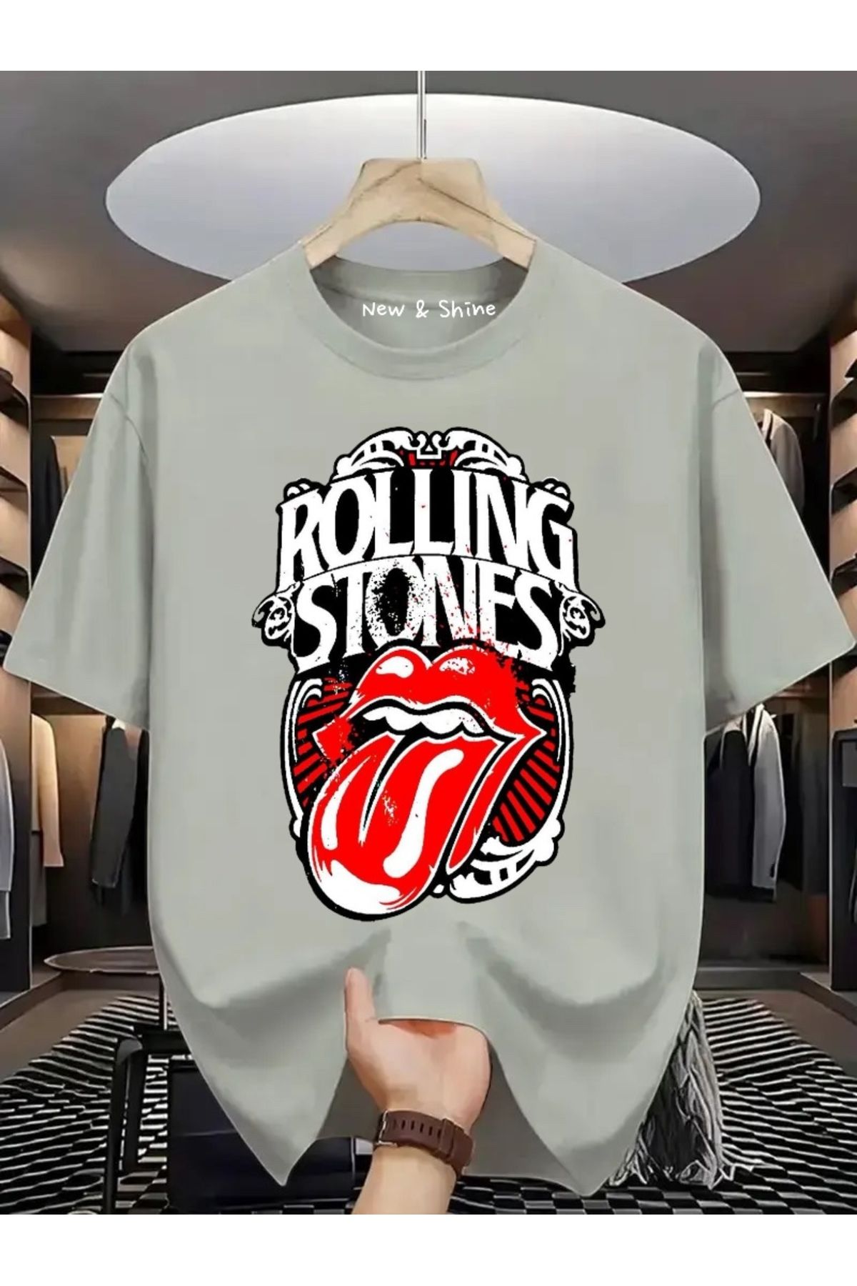 New Shine Rolling Stones Büyük Beden Oversize T-Shirt