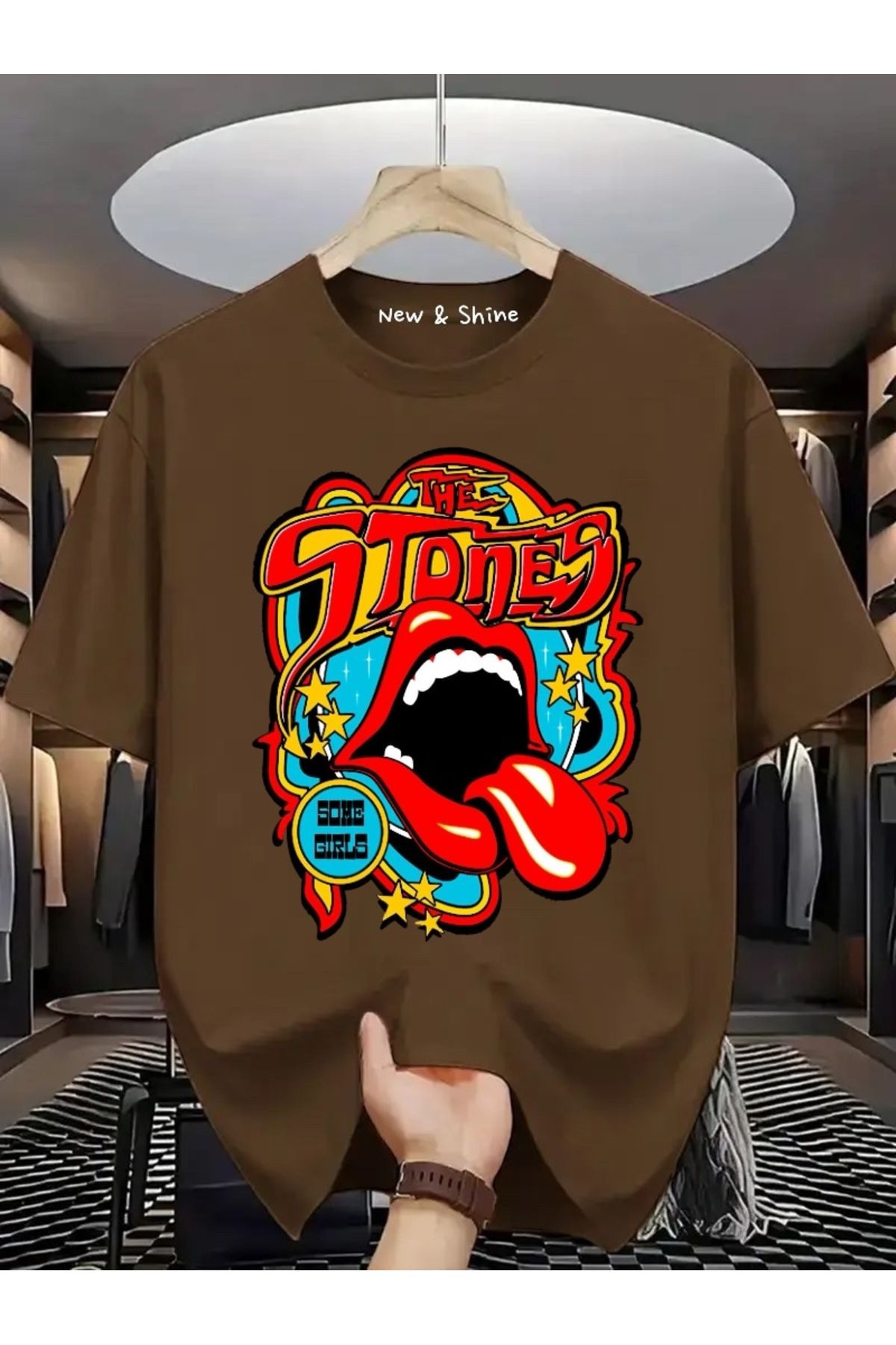 New Shine Rolling Stones Büyük Beden Oversize T-Shirt