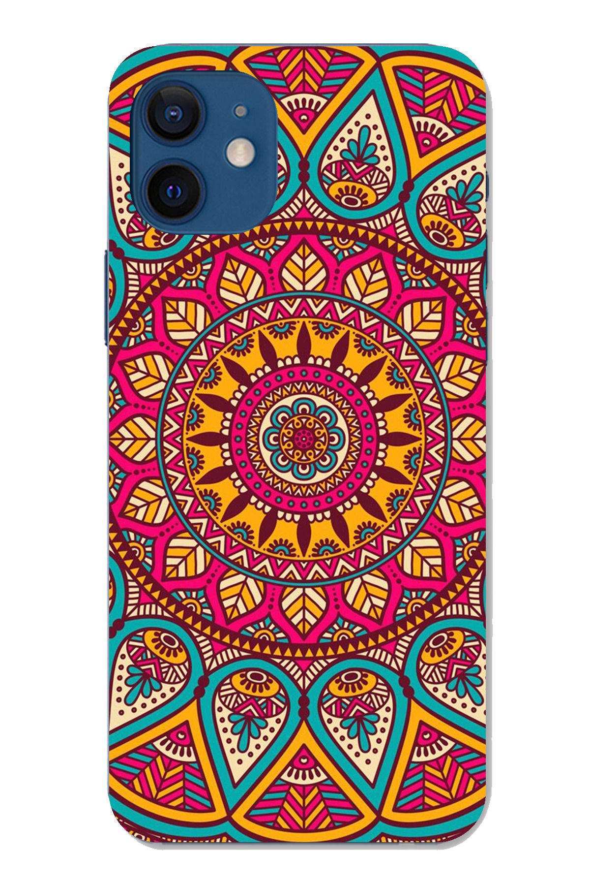 TechTree iPhone 12 Uyumlu Mandala Şeffaf Silikon Kılıf