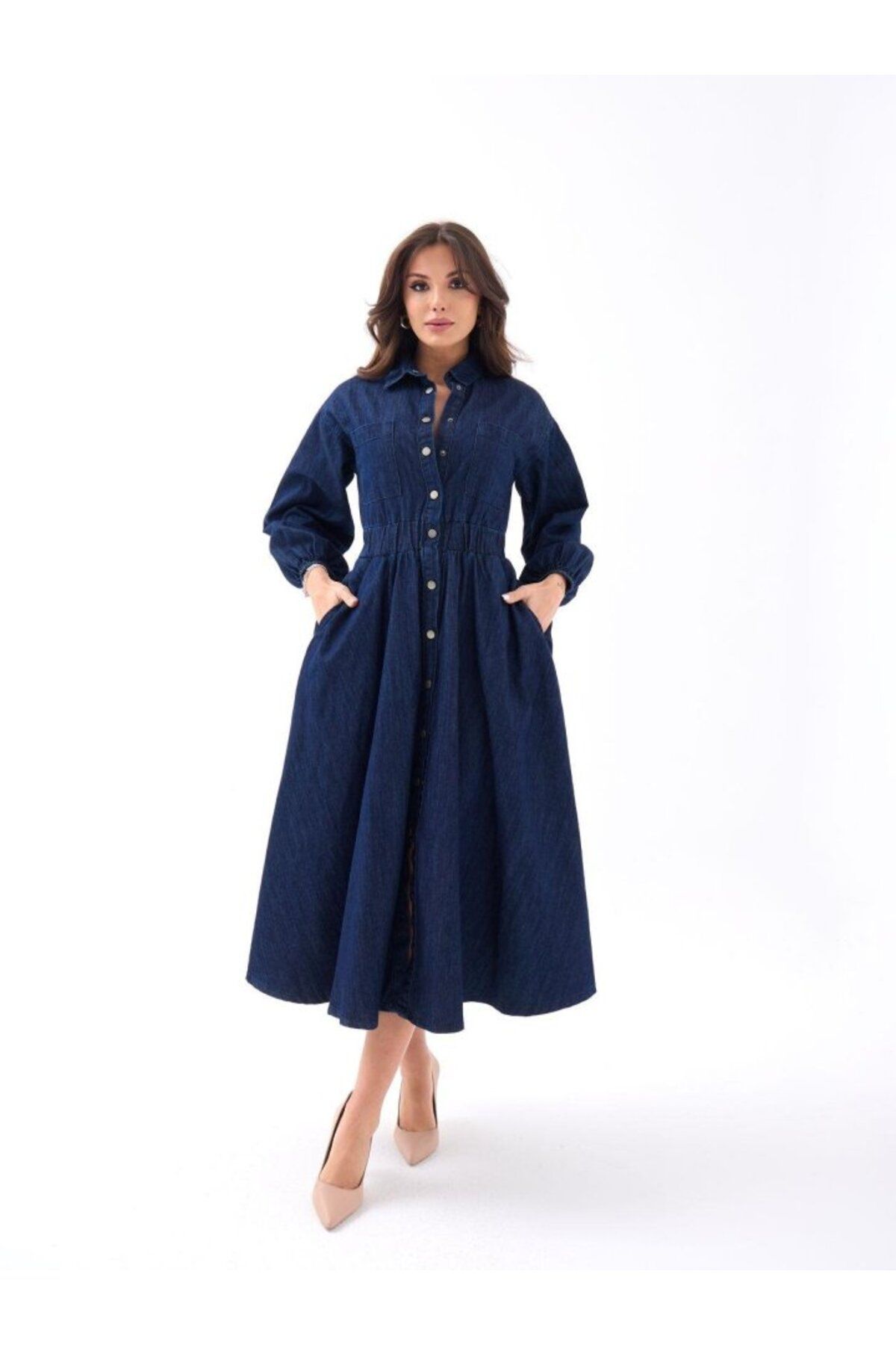 ARUZ MODA 6707 KOT ELBİSE-MAVİ