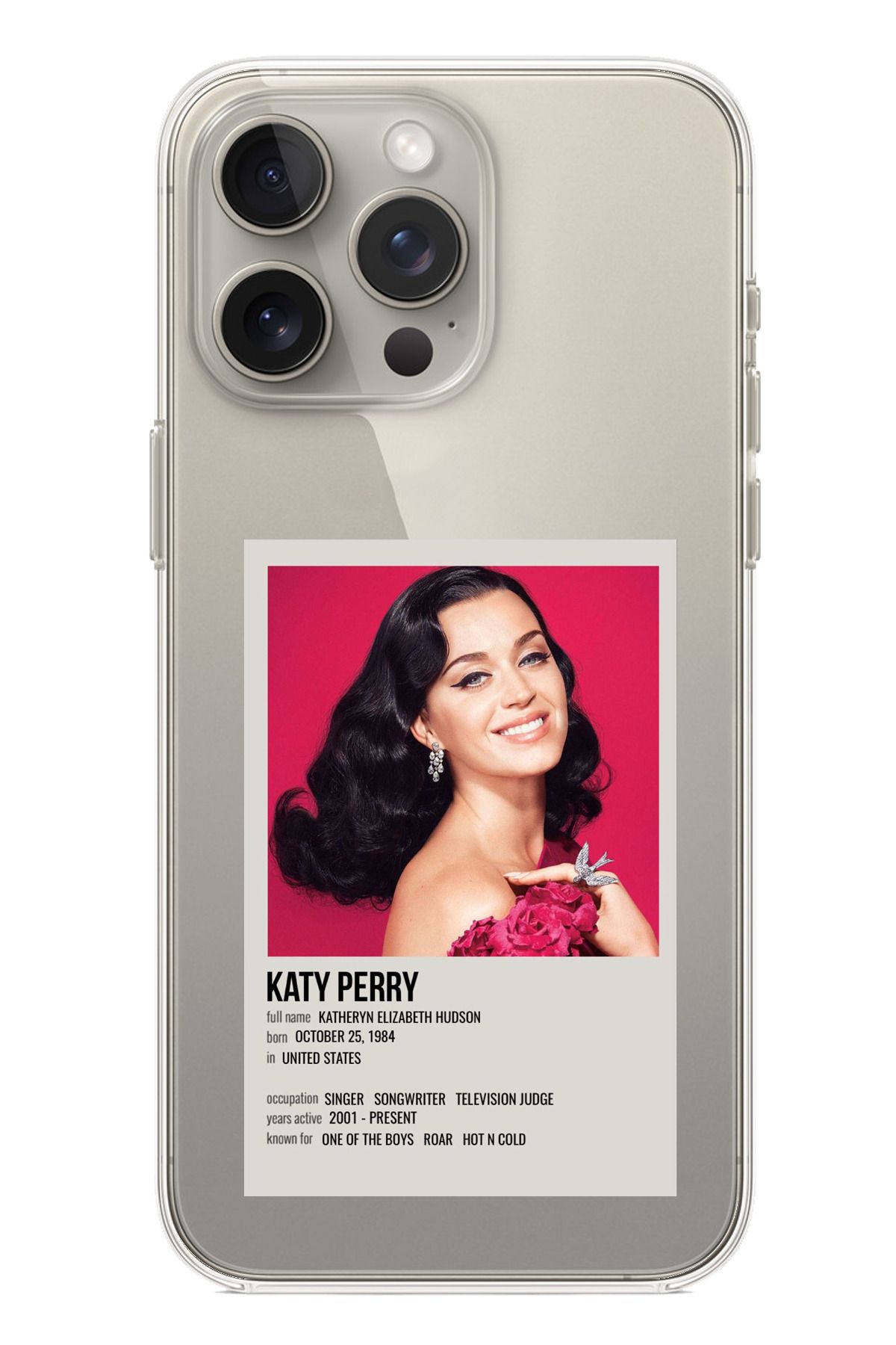 TechTree iPhone 15 PRO MAX Uyumlu Katy Perry Şeffaf Silikon Kılıf