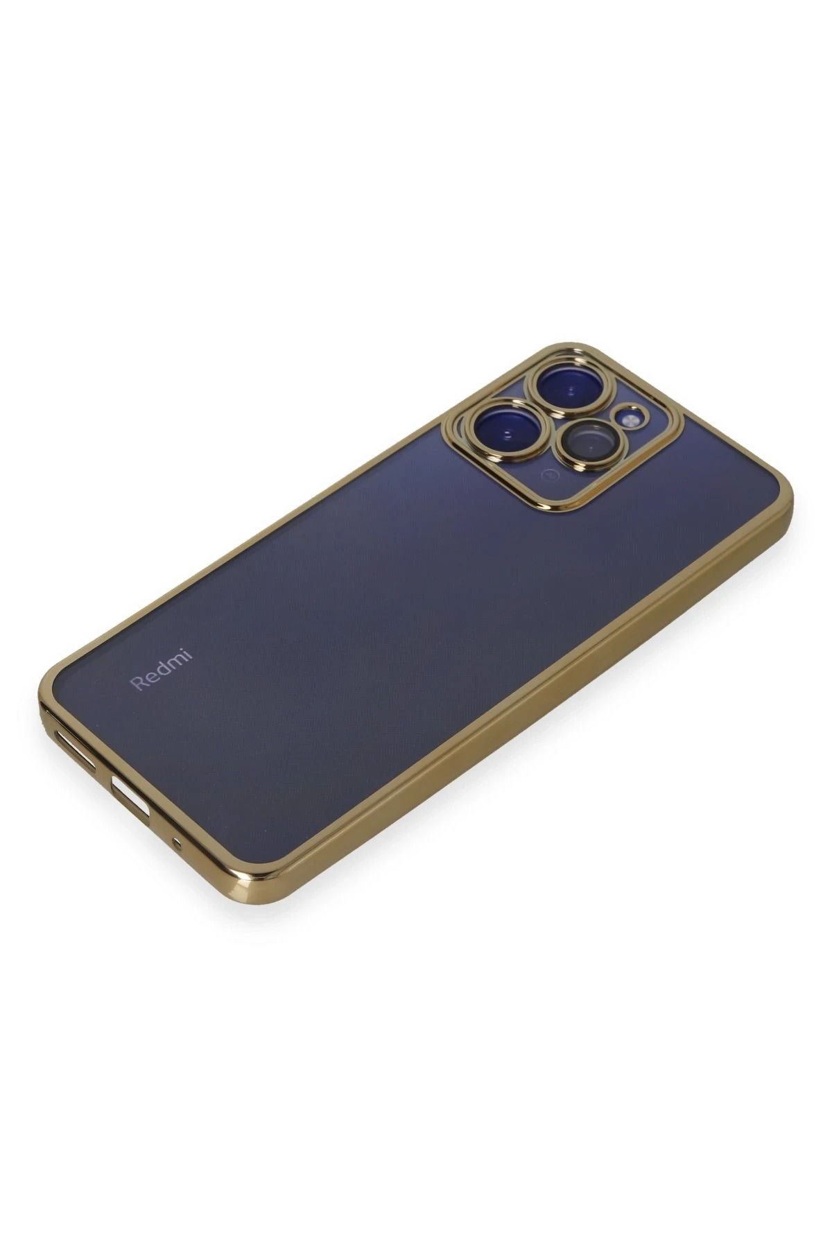 NewFace Xiaomi Redmi 12 Kılıf Lensli Silikon - Gold NRMSA