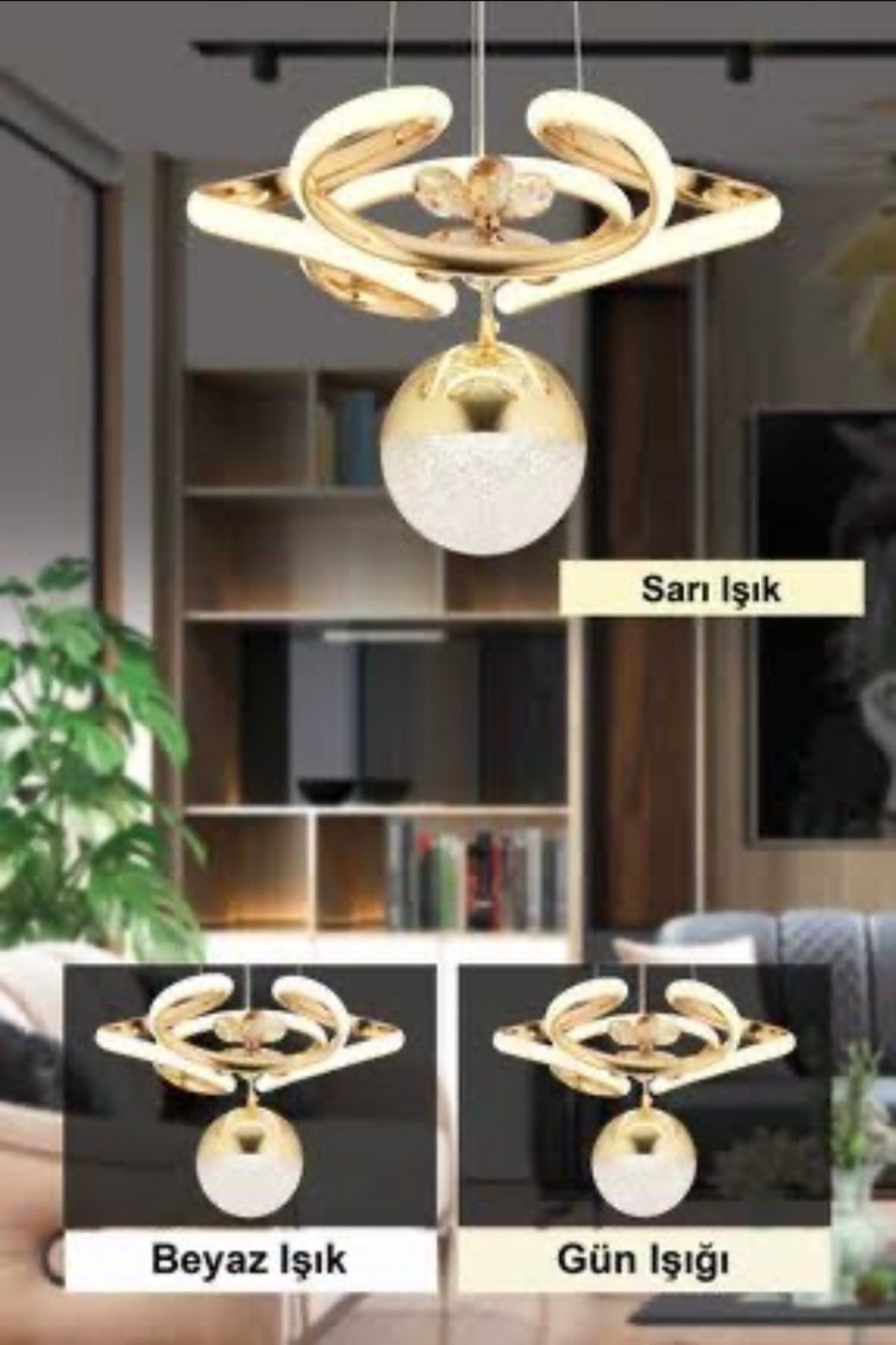 Home Luxuri dron Tekli Üç Renk (Beyaz Sarı Ve Gün Işığı) Modern Kristal Avize