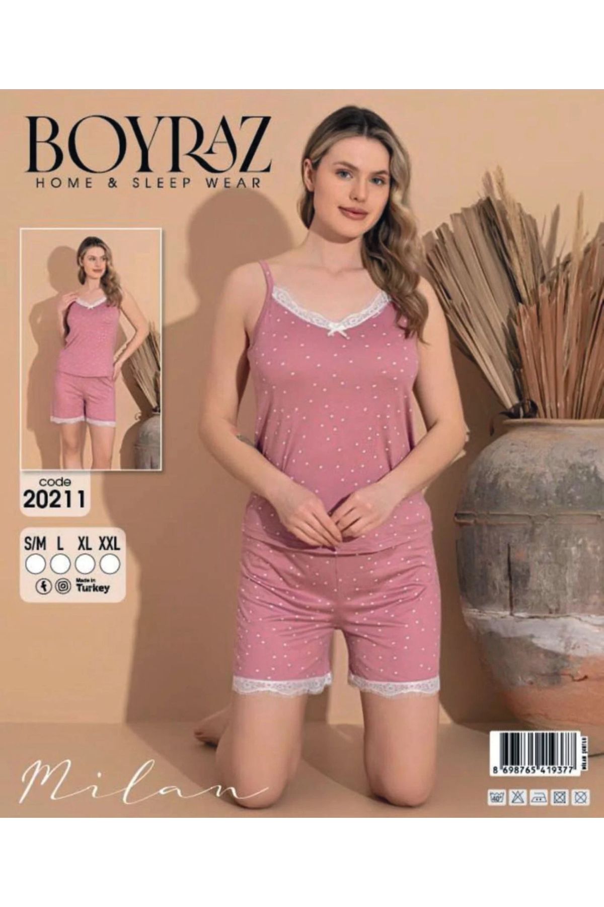 BOYRAZ Puantiyeli Şortlu Pijama Takımı