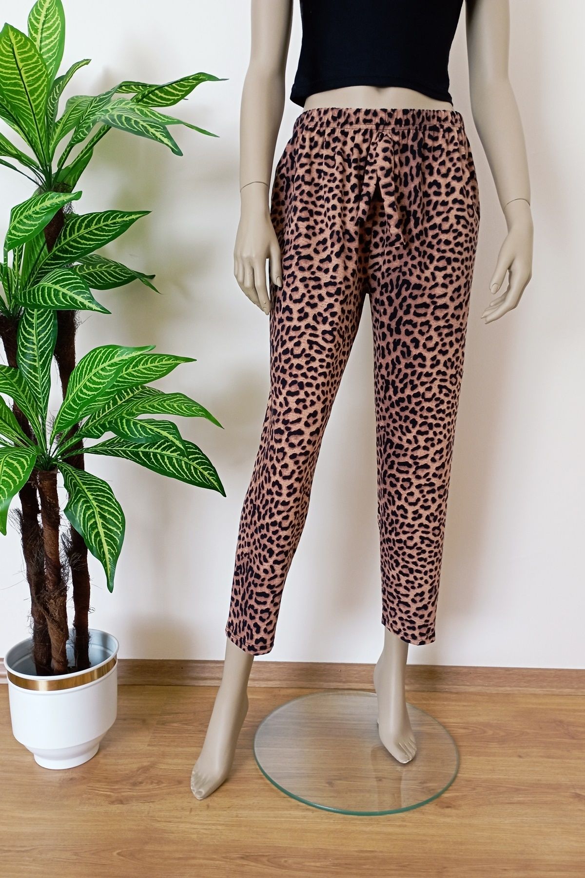 VİP BERA TEKSTİL Kadın Leopar Desenli Esnek Yumuşak Pijama Altı