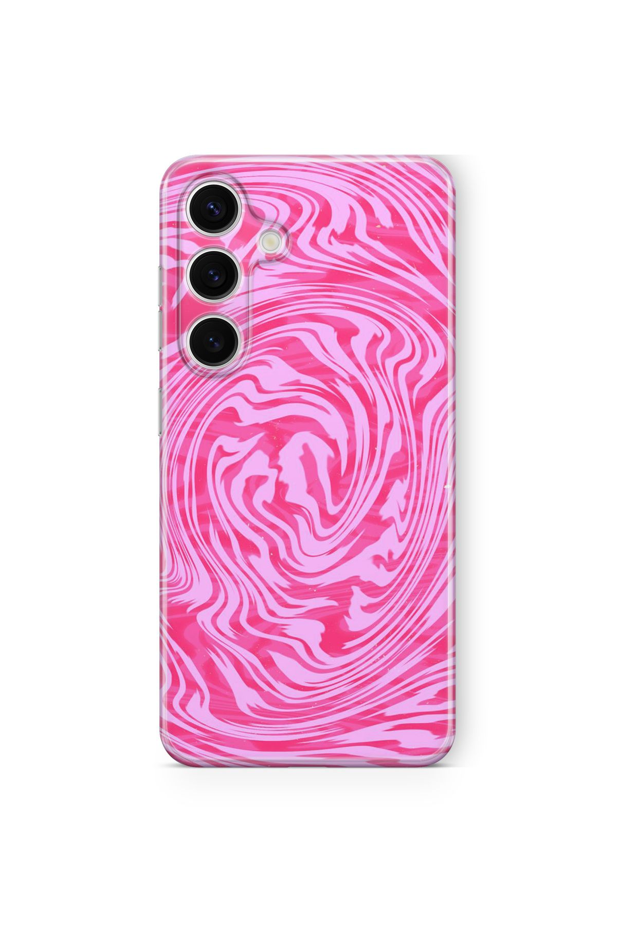 Space Star Samsung Galaxy S24 Fe Uyumlu Pembe Karmaşa Tasarım Baskılı Şeffaf Kılıf