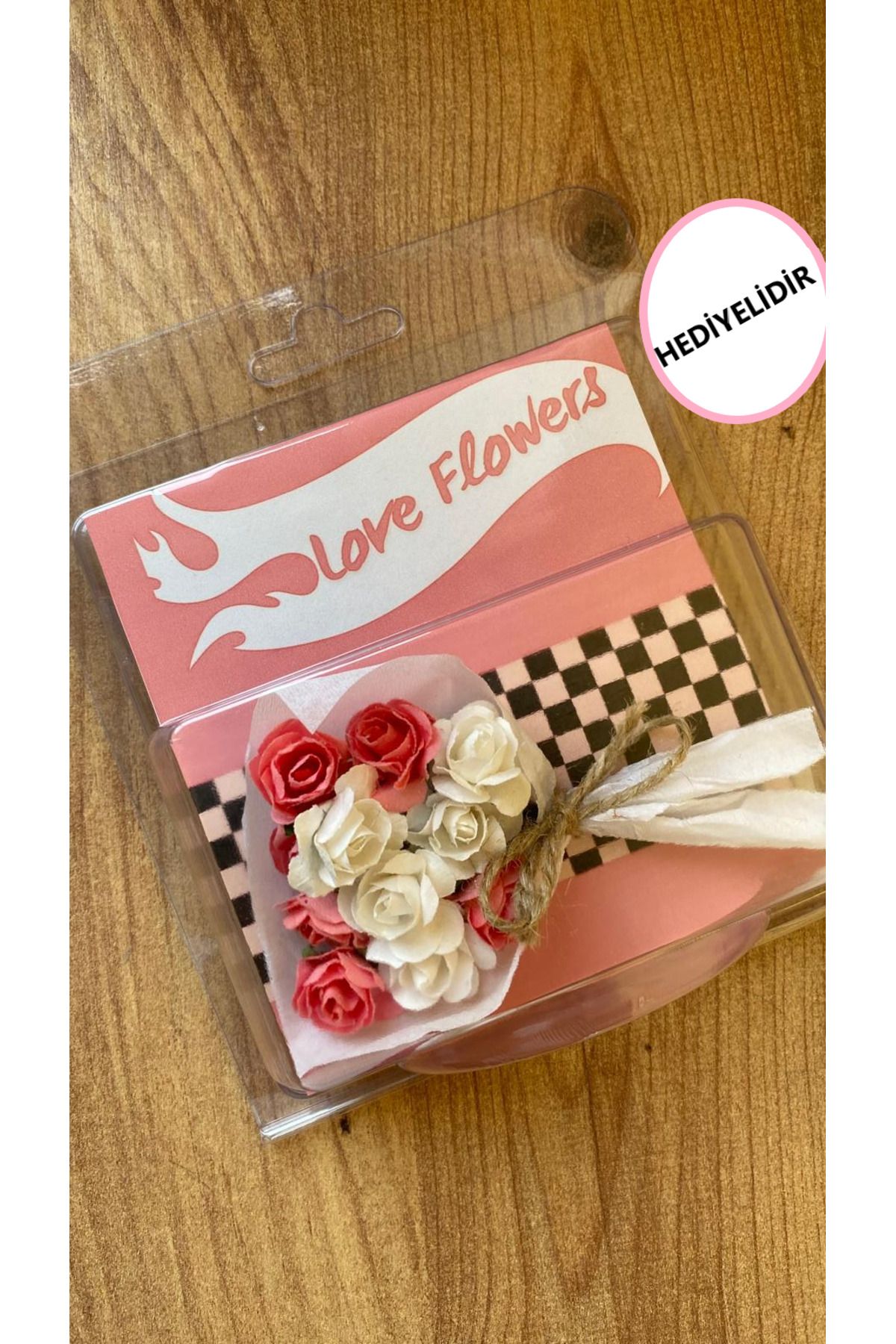 VANİSCE Love Flowers Pembe Beyaz Tasarım Çiçek Buketi, Sevgili, Arkadaş 2'li Bileklik Seti