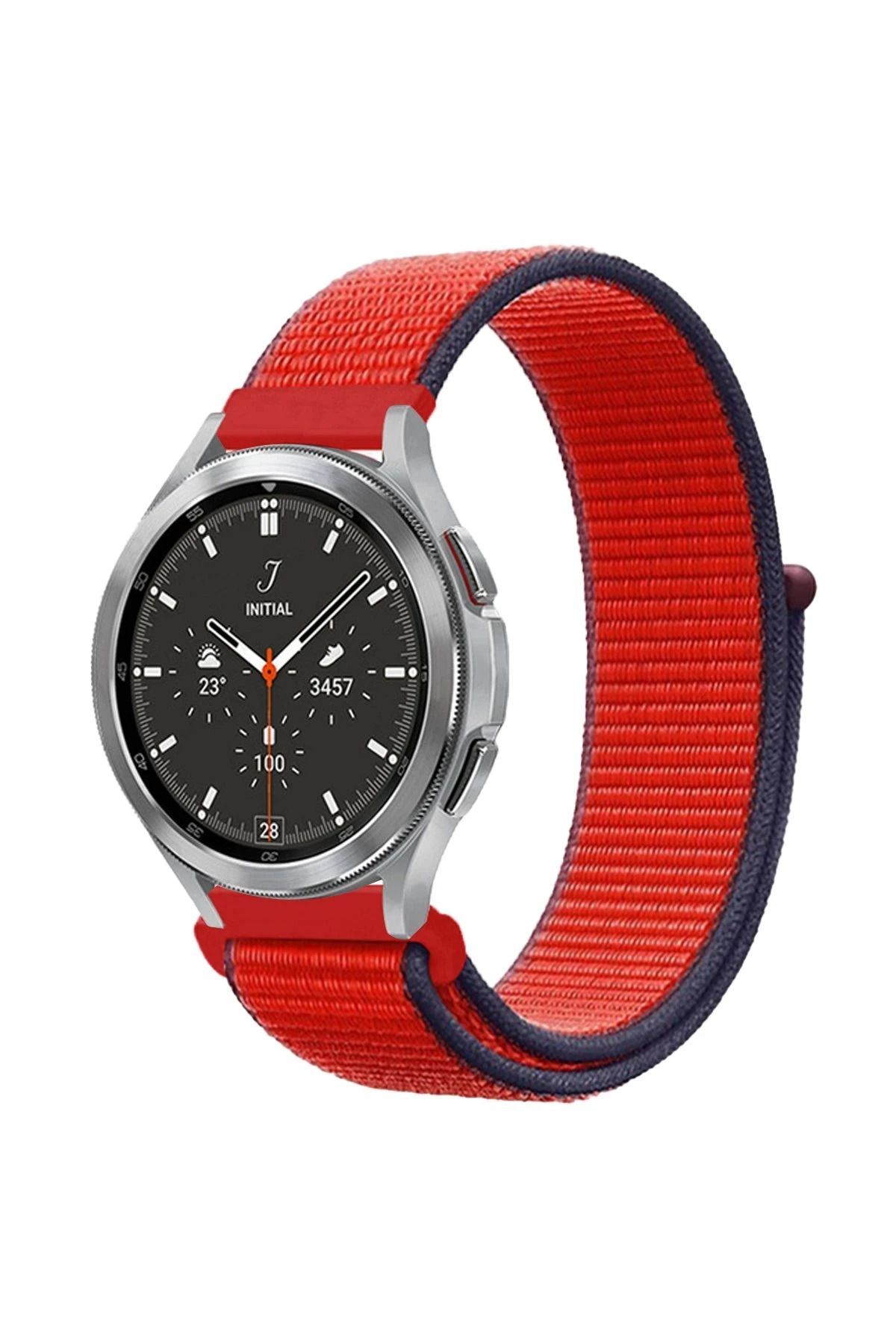 NewFace Watch 22mm Hasırlı Cırtcırtlı Kordon - Kırmızı BSTMY