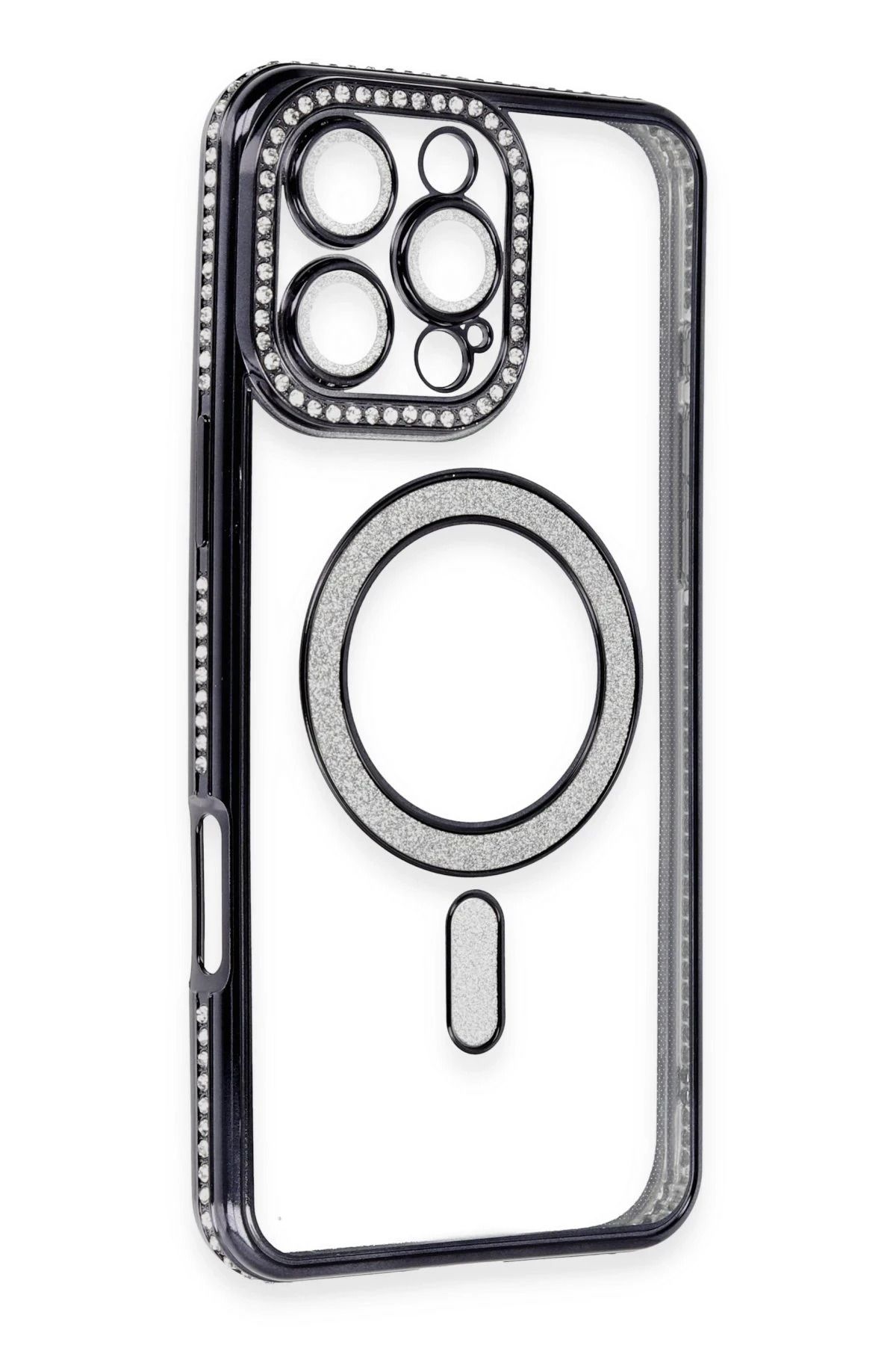 NewFace iPhone 16 Pro Kılıf Joke Simli Magneticsafe Kılıf - Siyah BSTMY