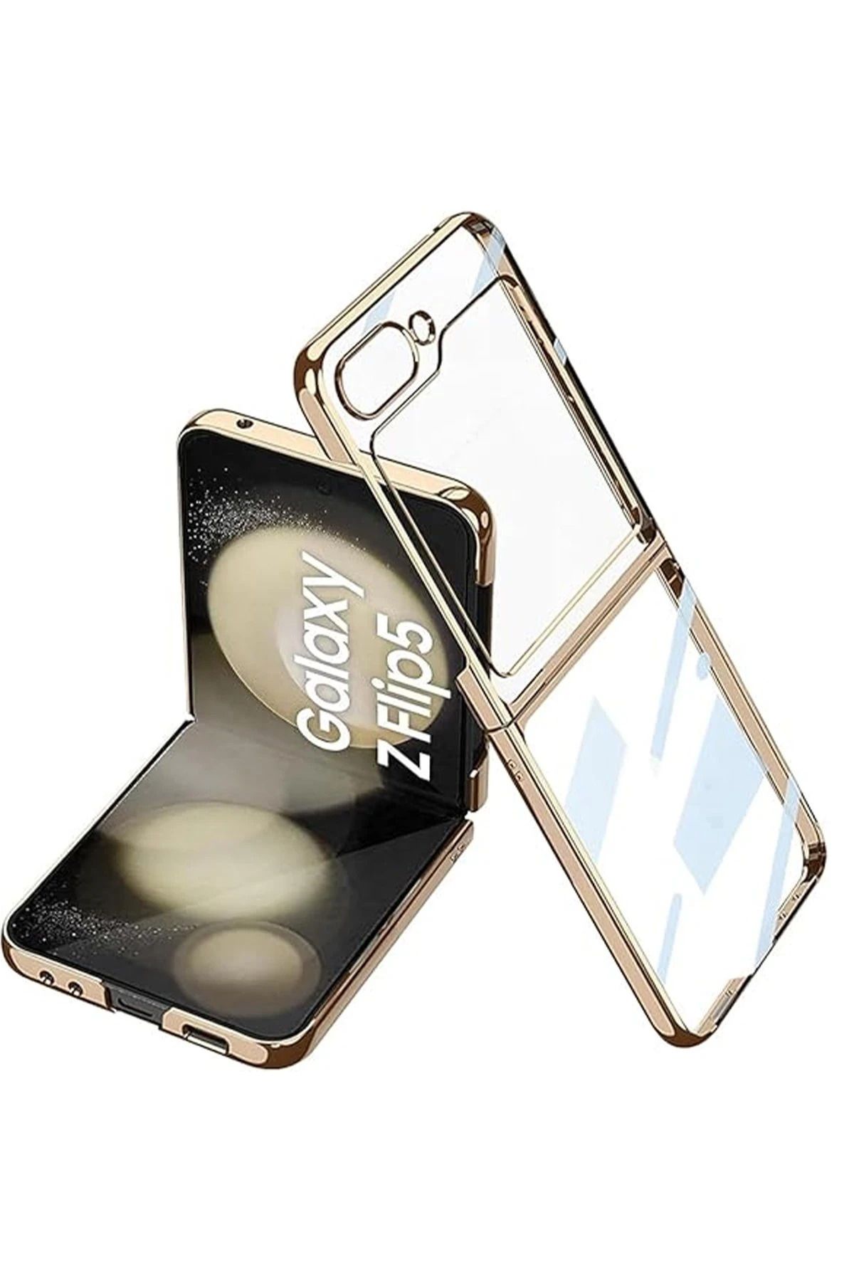 NewFace Samsung Galaxy Z Flip 5 Kılıf Fold Element Kapak - Gold BSTMY