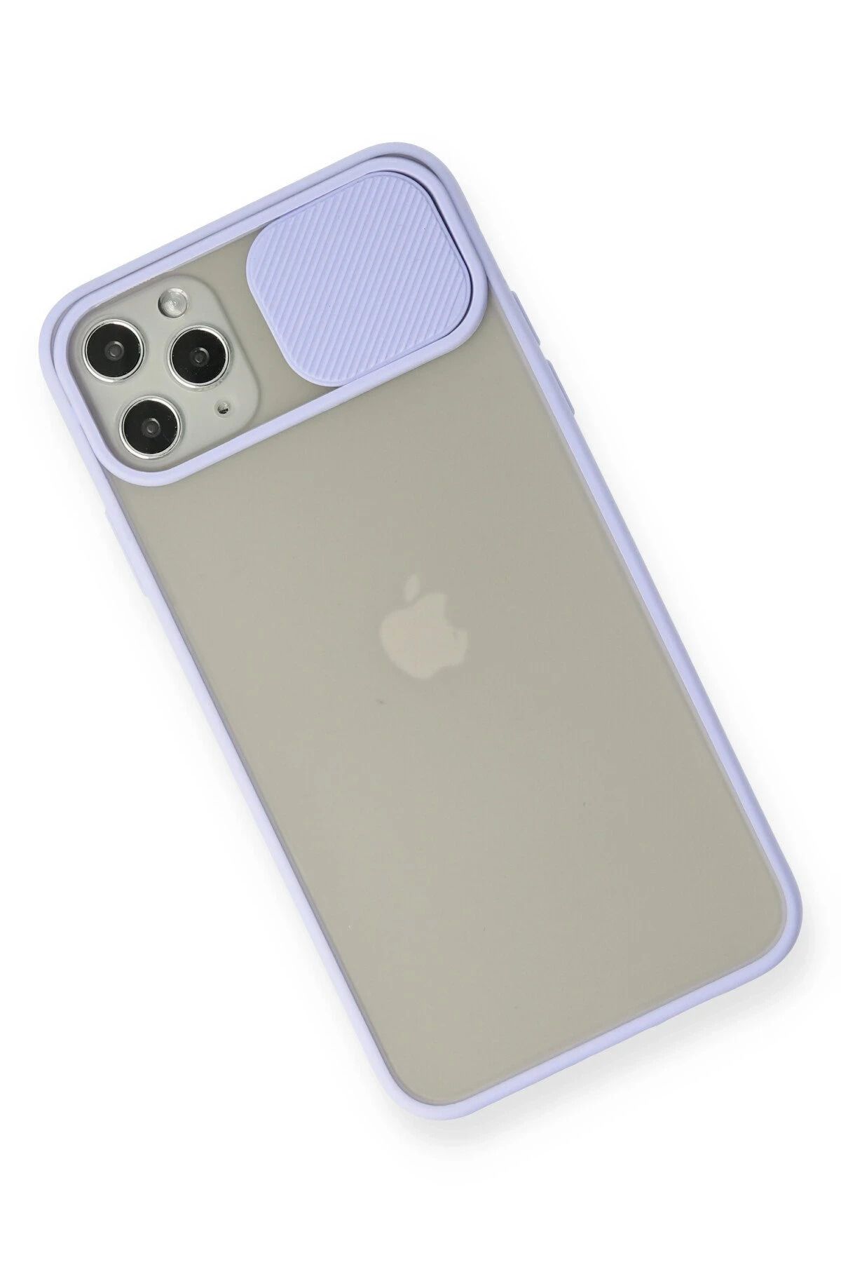 NewFace iPhone 11 Pro Max Kılıf Palm Buzlu Kamera Sürgülü Silikon - Lila WLZOR