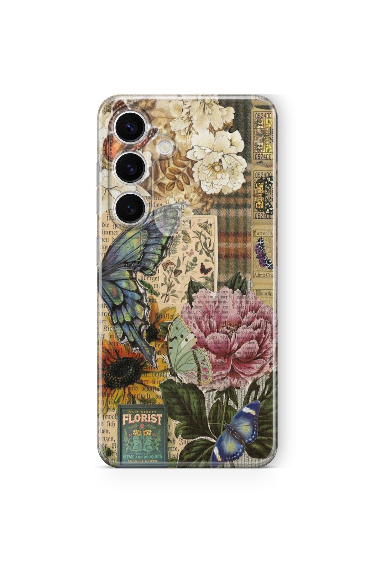 Space Star Samsung Galaxy A16 Uyumlu Florist Kolaj Tasarım Baskılı Şeffaf Kılıf