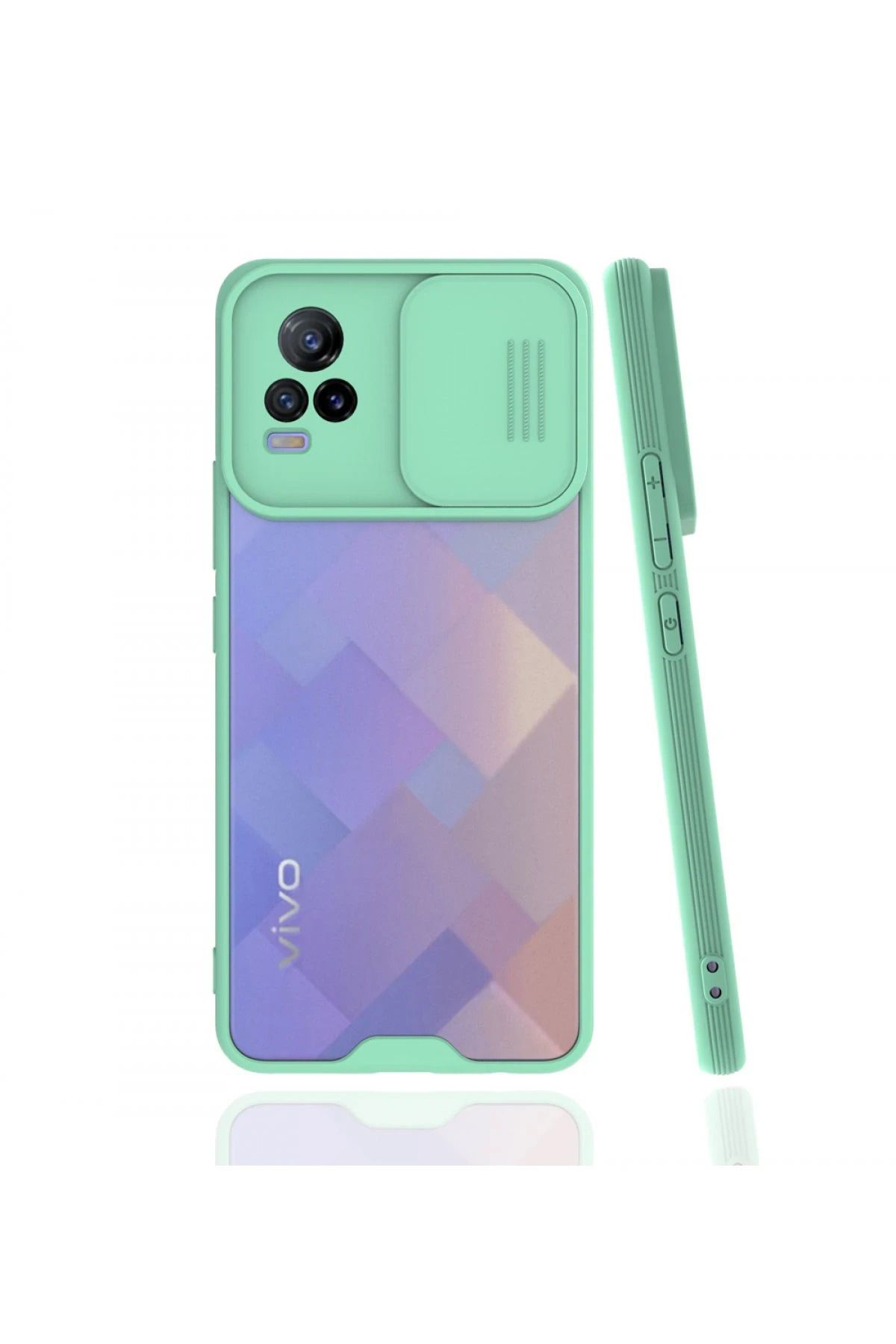 NewFace Vivo V21e Kılıf Platin Kamera Koruma Silikon - Açık Yeşil SVLRS