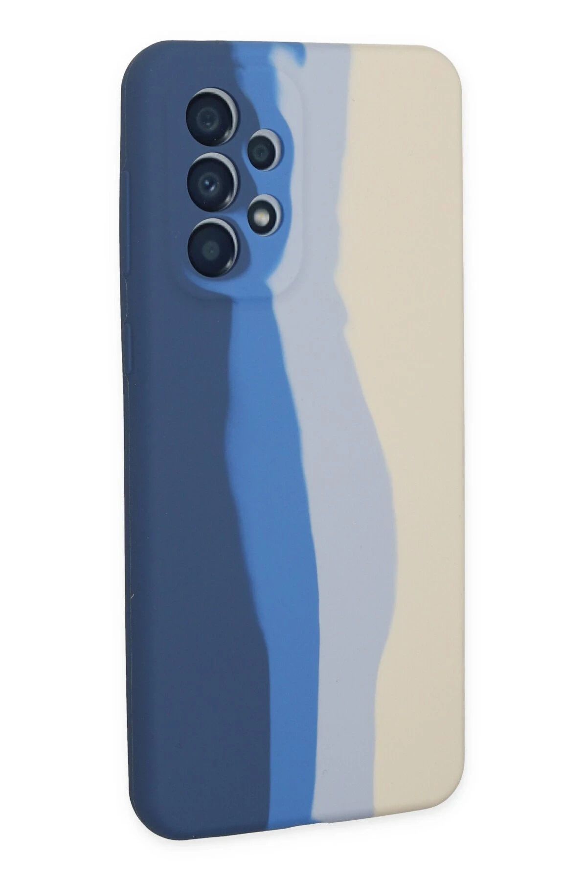 NewFace Samsung Galaxy A73 5G Kılıf Ebruli Lansman Silikon - Lacivert-Krem BSTMY
