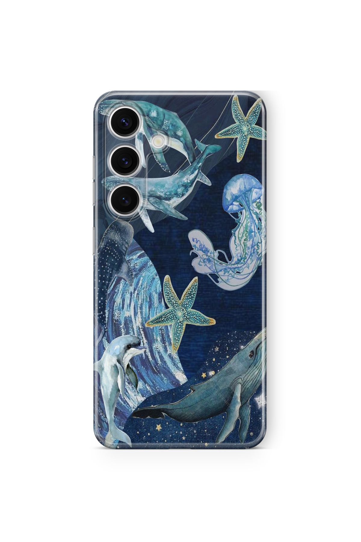 Space Star Samsung Galaxy S23 Fe Uyumlu Balina Tasarım Baskılı Şeffaf Kılıf