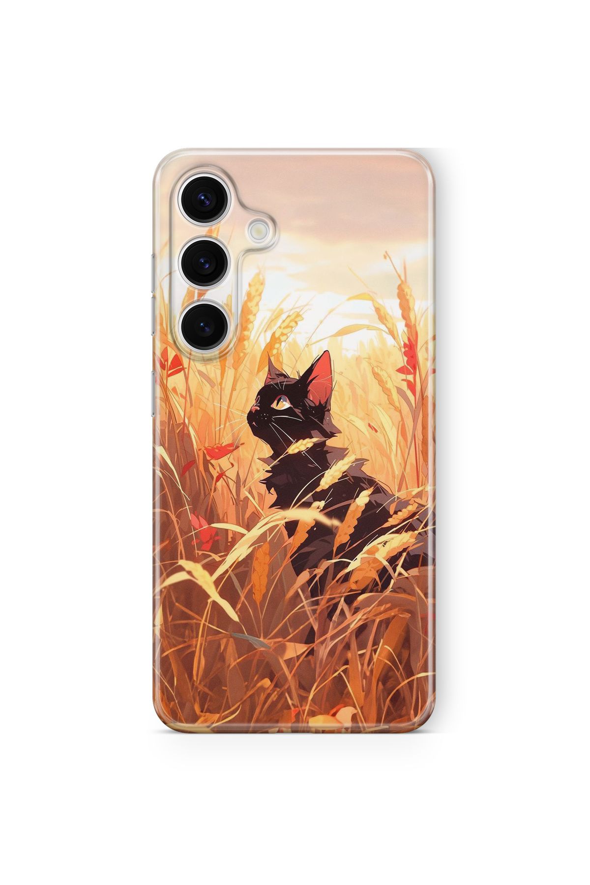 Space Star Samsung Galaxy A35 Uyumlu Siyah Kedi Tasarım Baskılı Şeffaf Kılıf