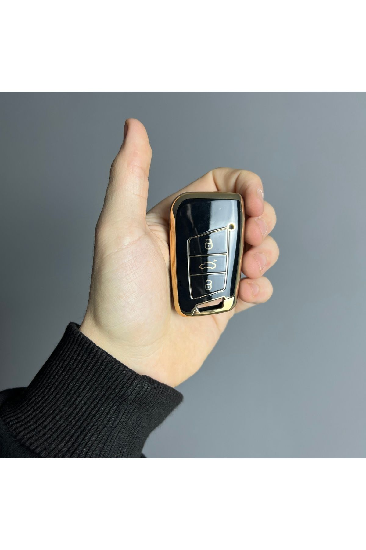 Luxe Aksesuarr Volkswagen Passat Skoda Oktavia Superb Seat Smart 3 Buton Anahtar Kumanda Silikon Kılıf Siyah Renk