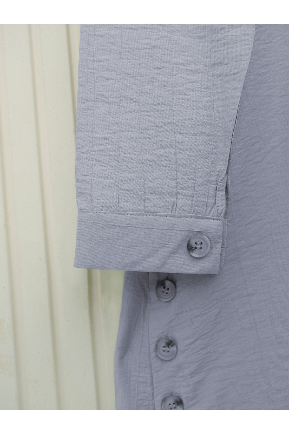 Modamorfo-Judge Collar Tunic with Button Detail on the Sides - Gray 4