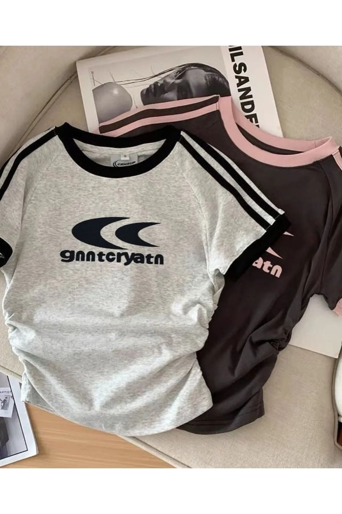Gofeel Kemer Boy Gnntcryatn Büzgülü Baskı Detaylı Crop