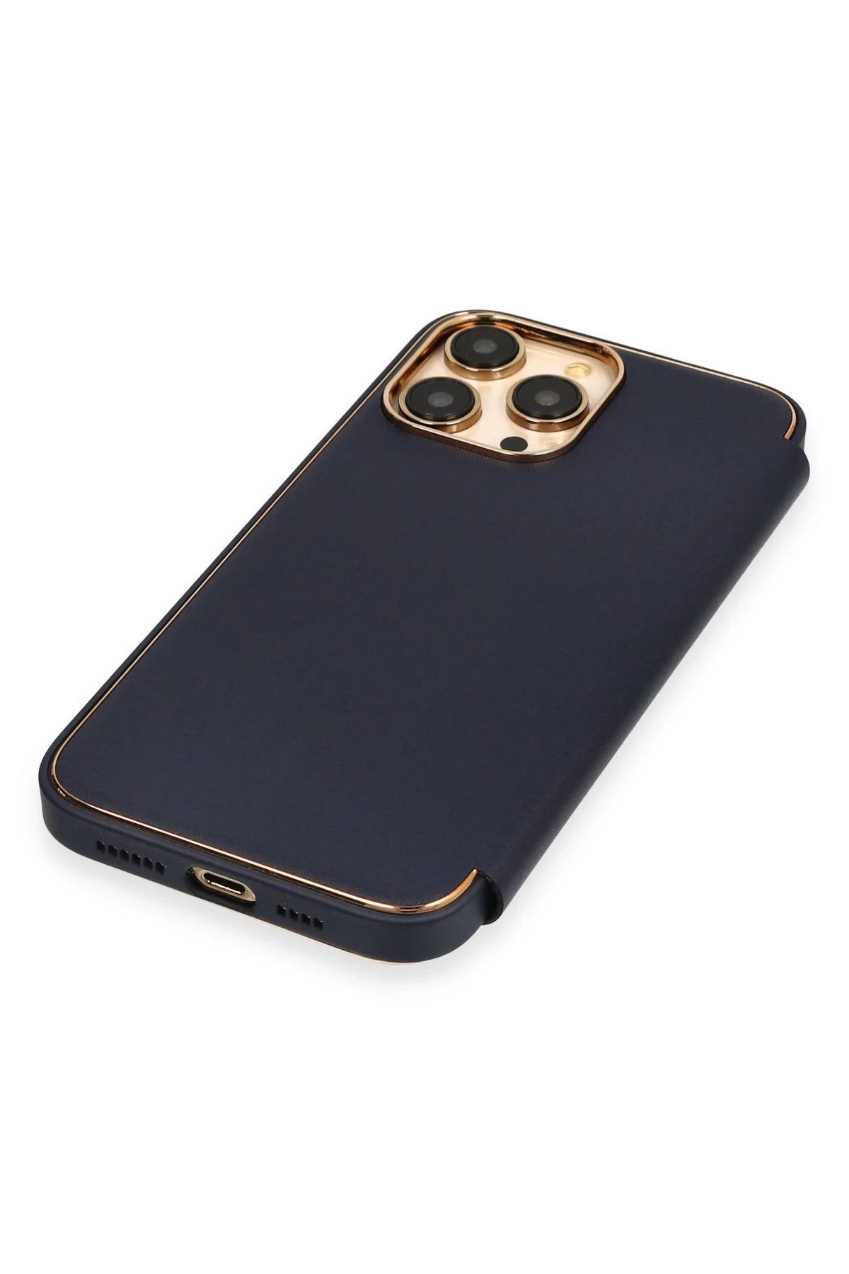 NewFace iPhone 13 Pro Kılıf Dolpin Kapaklı - Lacivert NRMSA