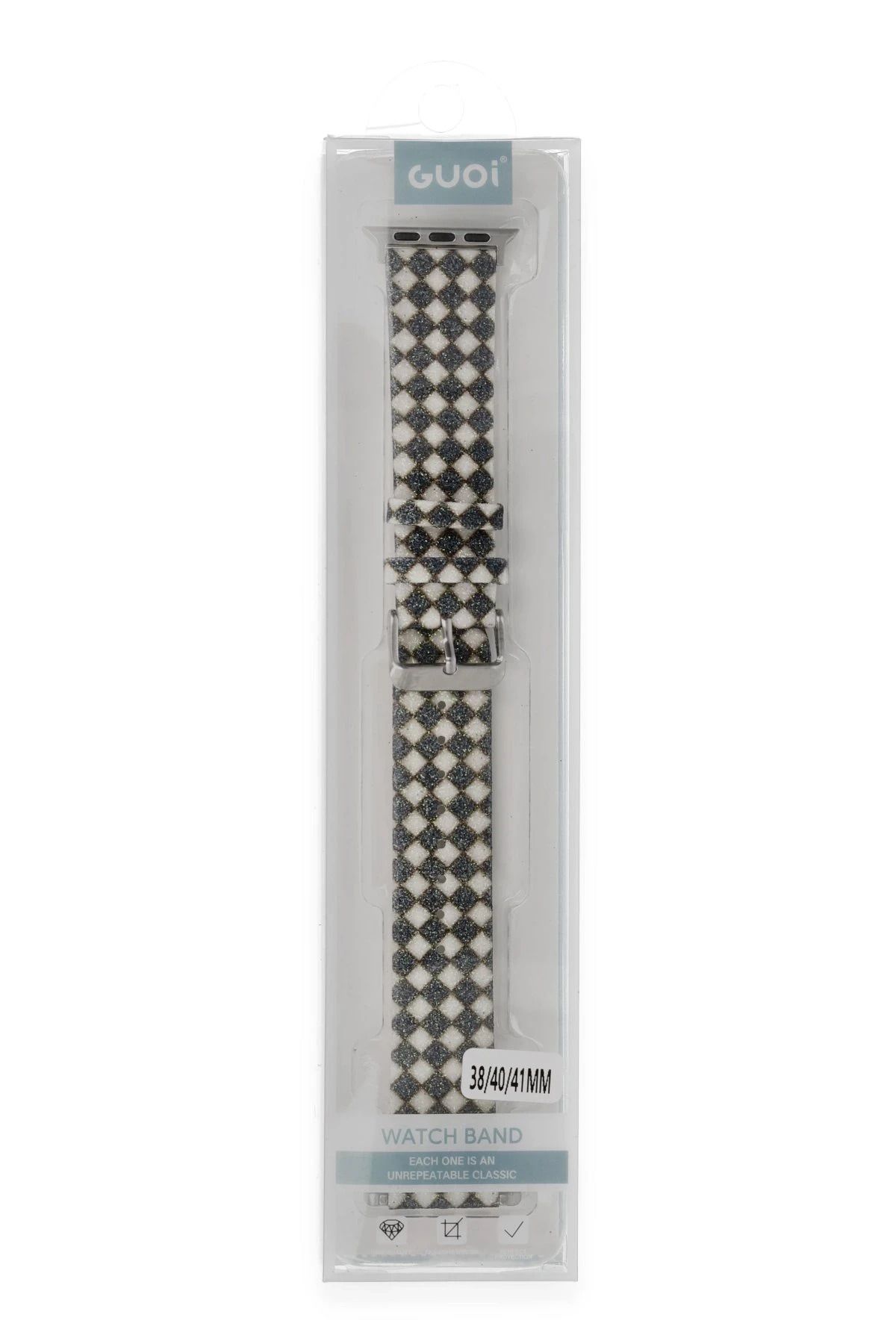 NewFace Apple Watch 38mm Karo Motif Kordon - Siyah BSTMY