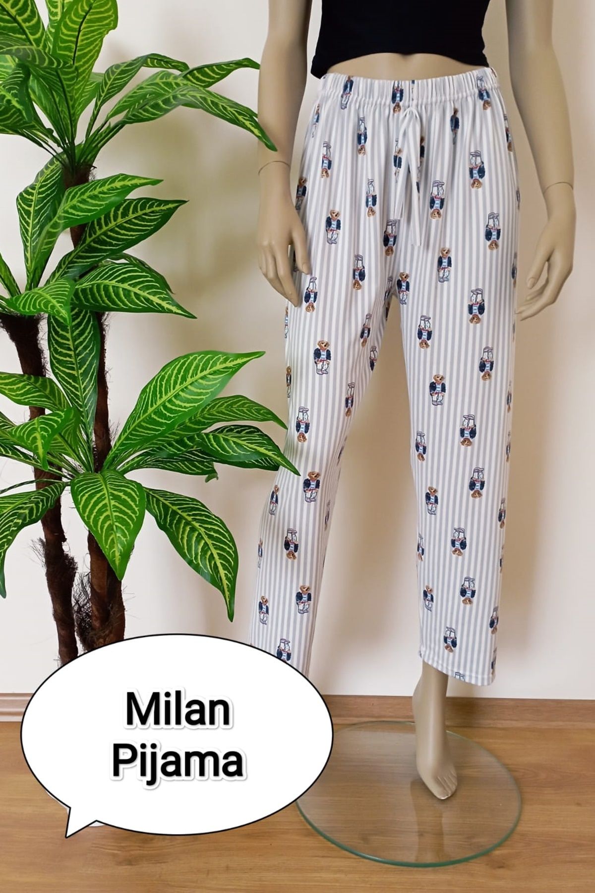 VİP BERA TEKSTİL Kadın-Erkek Milan Kumaş Baskılı Rahat Kalıp Yumuşacık Esnek Dokulu Pijama Altı