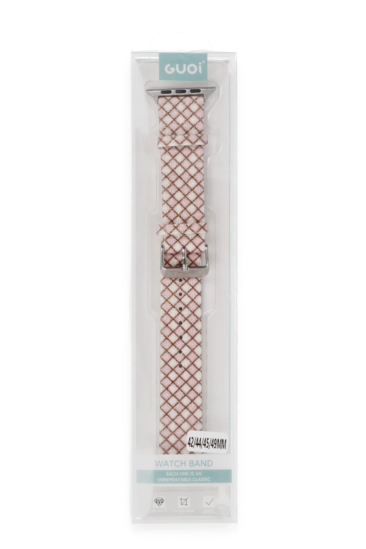 NewFace Apple Watch 38mm Karo Motif Kordon - Pembe BSTMY