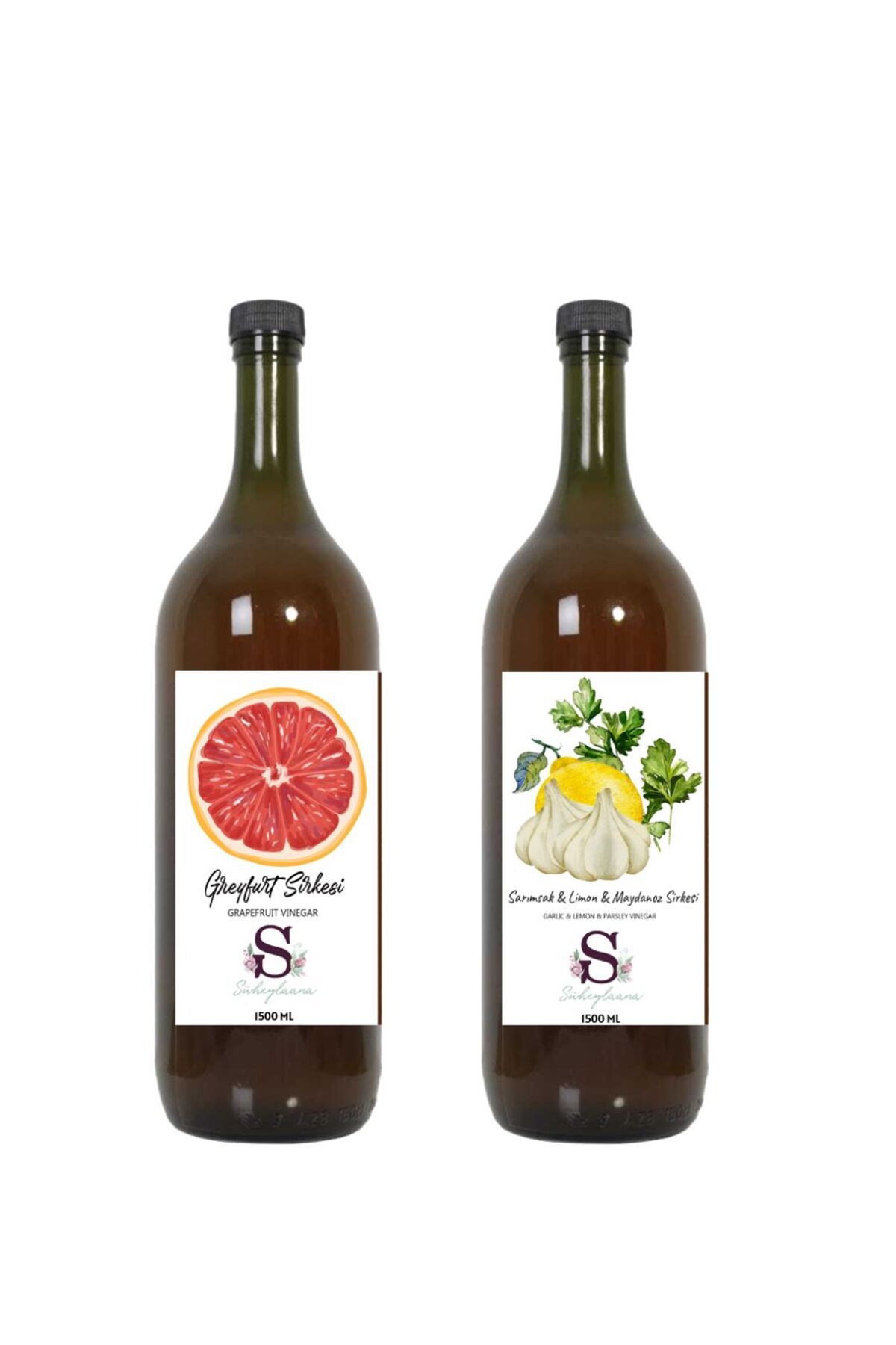 Süheylaana Doğal Greyfurt Sirkesi 1500 Ml - Doğal Sarımsak & Limon & Maydanoz Sirkesi 1500 Ml