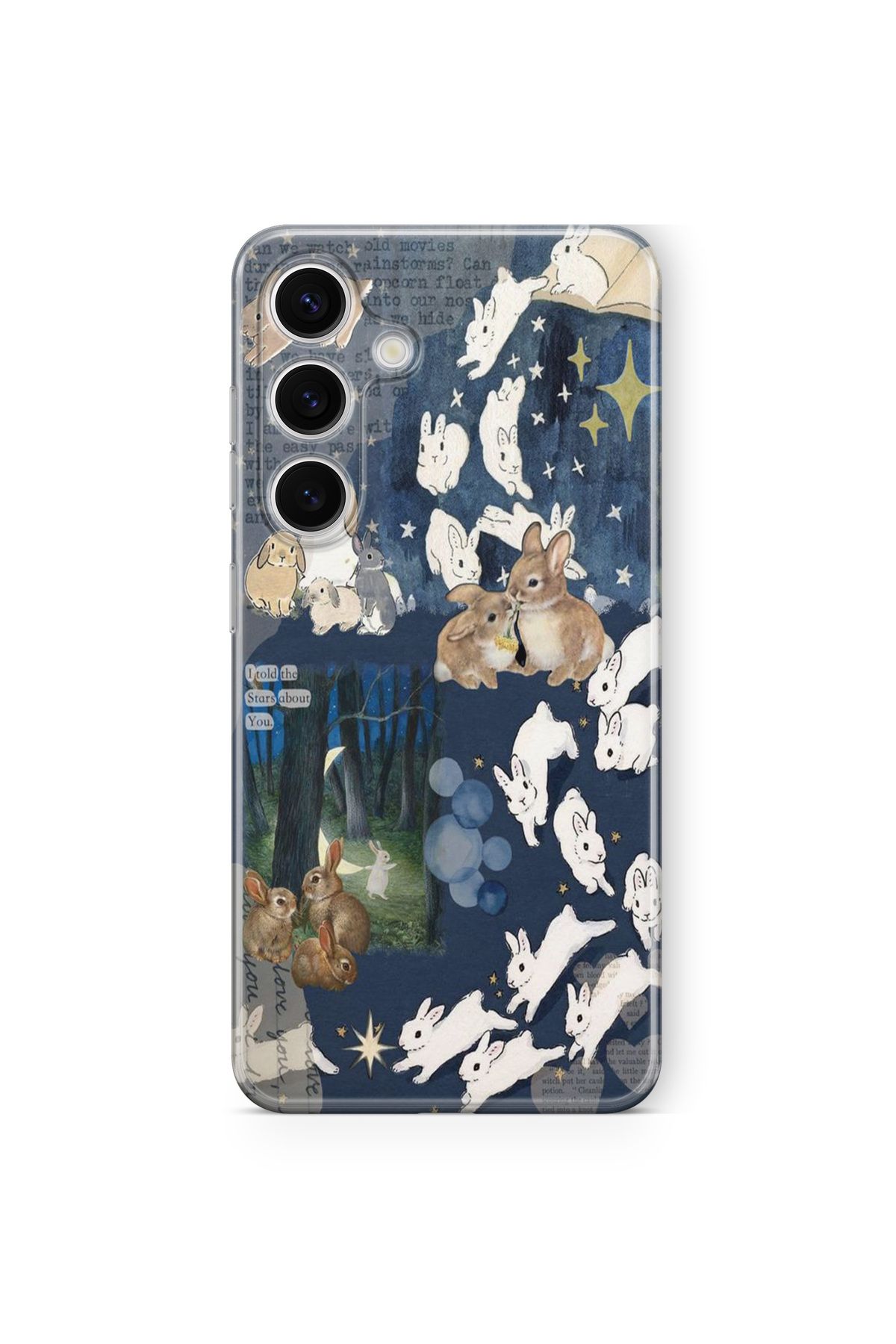 Space Star Samsung Galaxy A15 Uyumlu Rabbits Tasarım Baskılı Şeffaf Kılıf