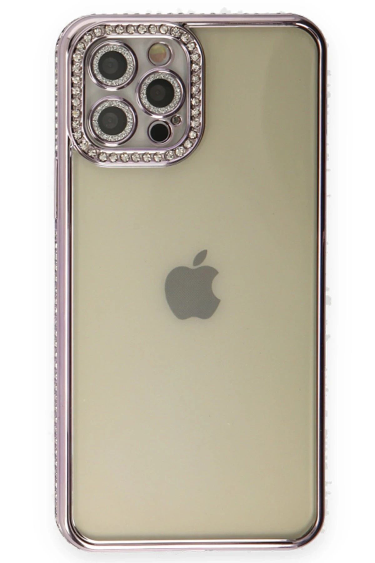 NewFace iPhone 12 Pro Max Kılıf Joke Taşlı Silikon - Mor BSTMY